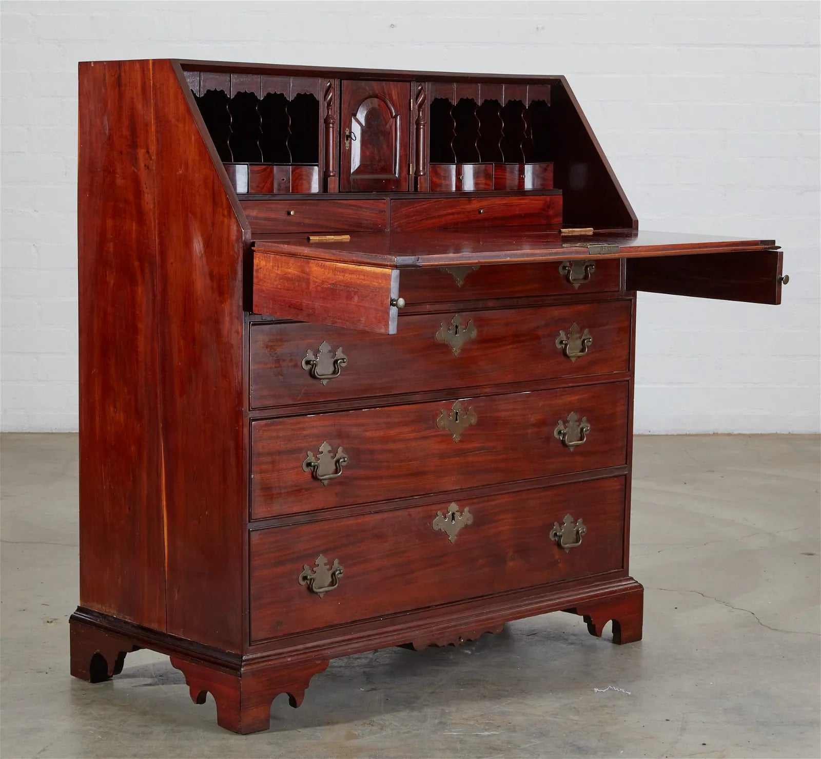 AF5-029: Antique Late 18th Century Chippendale Sabicu & Exotic Hardwood Slant Front Desk