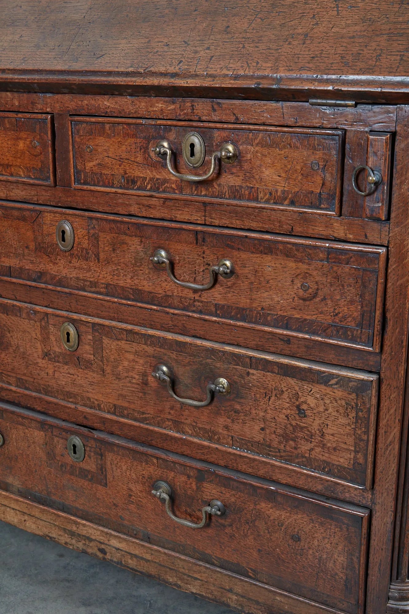 AF5-022: Antique Late 18th Century George III Provincial Oak Slant Front Desk