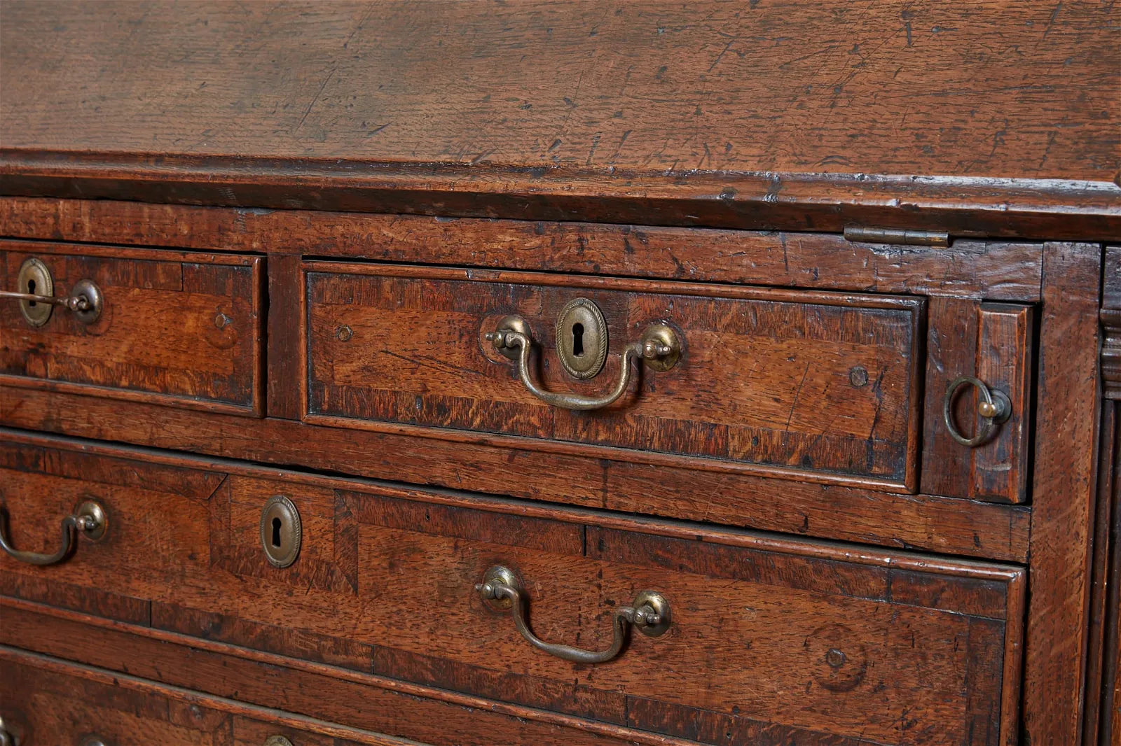 AF5-022: Antique Late 18th Century George III Provincial Oak Slant Front Desk