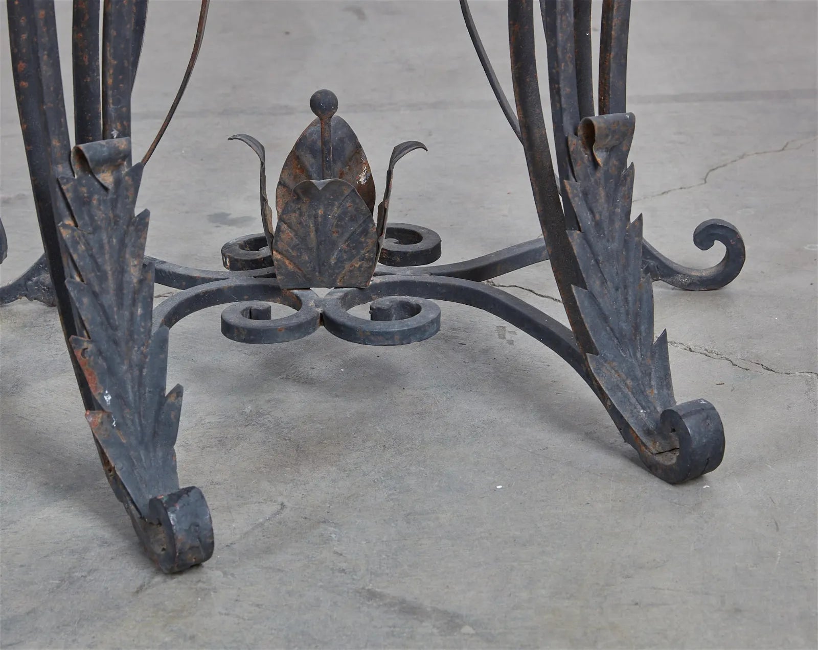 AF1-397:  Pair of Antique Late 19th Century French Louis XIV Wrought Iron Consoles With Rouge Marble Tops