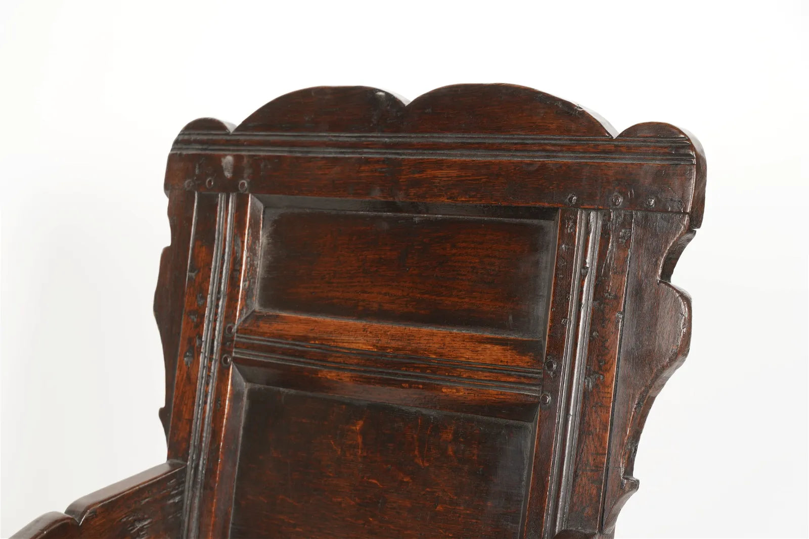 AF2-408: Antique Early 18th C English Walnut & Oak Wainscot Arm Chair