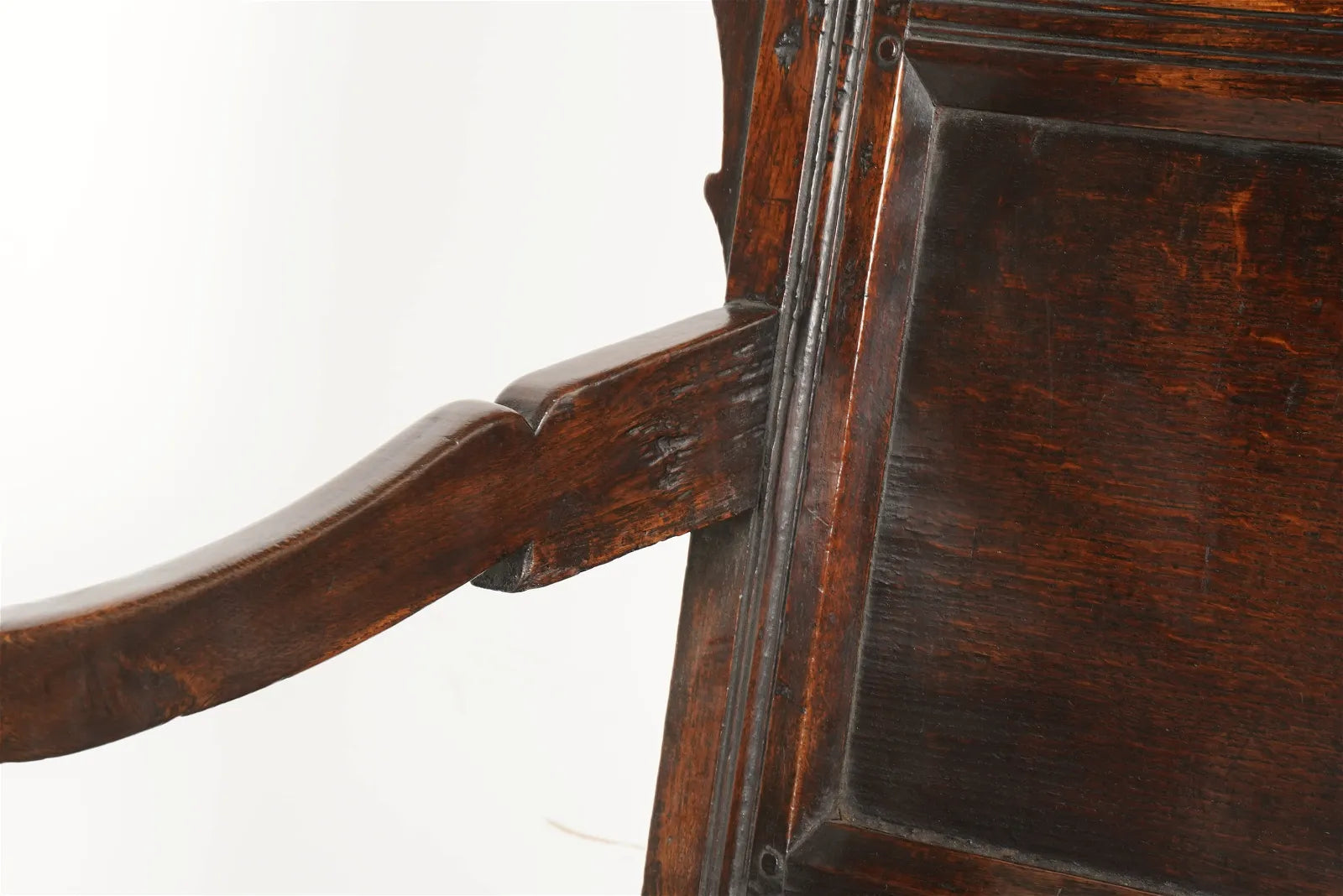 AF2-408: Antique Early 18th C English Walnut & Oak Wainscot Arm Chair