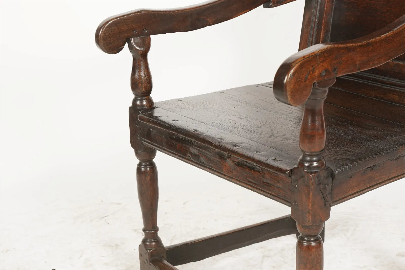 AF2-408: Antique Early 18th C English Walnut & Oak Wainscot Arm Chair