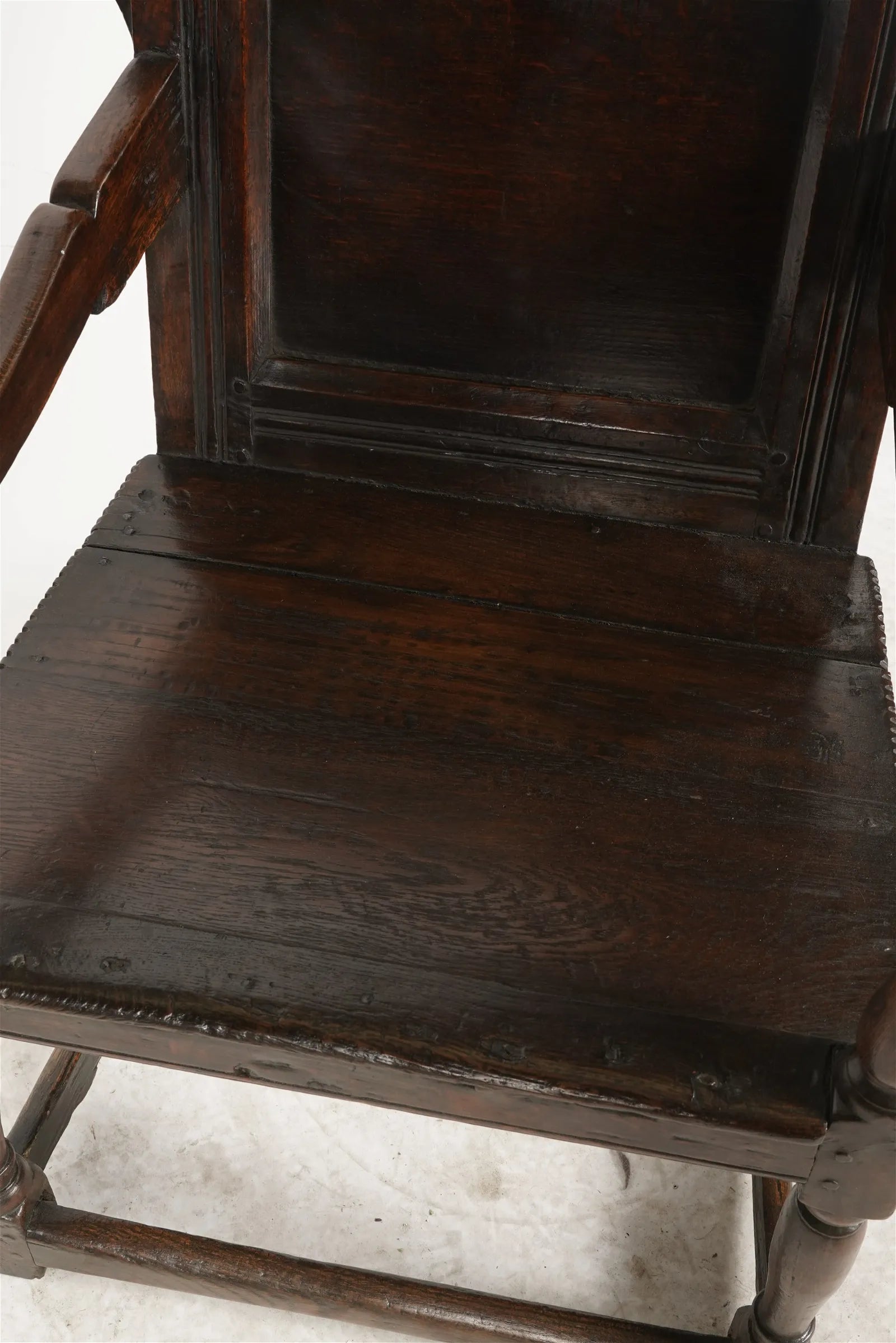 AF2-408: Antique Early 18th C English Walnut & Oak Wainscot Arm Chair