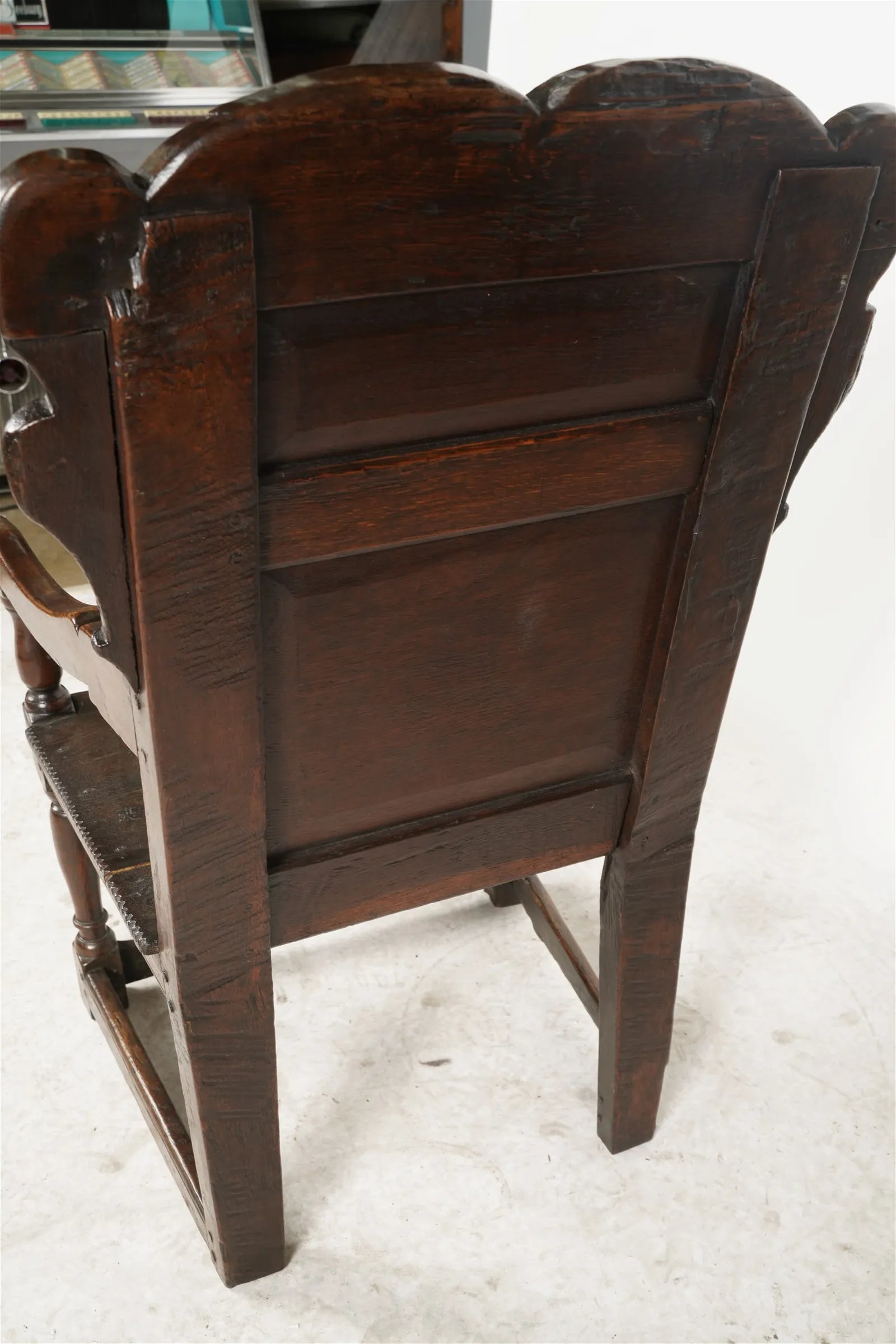 AF2-408: Antique Early 18th C English Walnut & Oak Wainscot Arm Chair