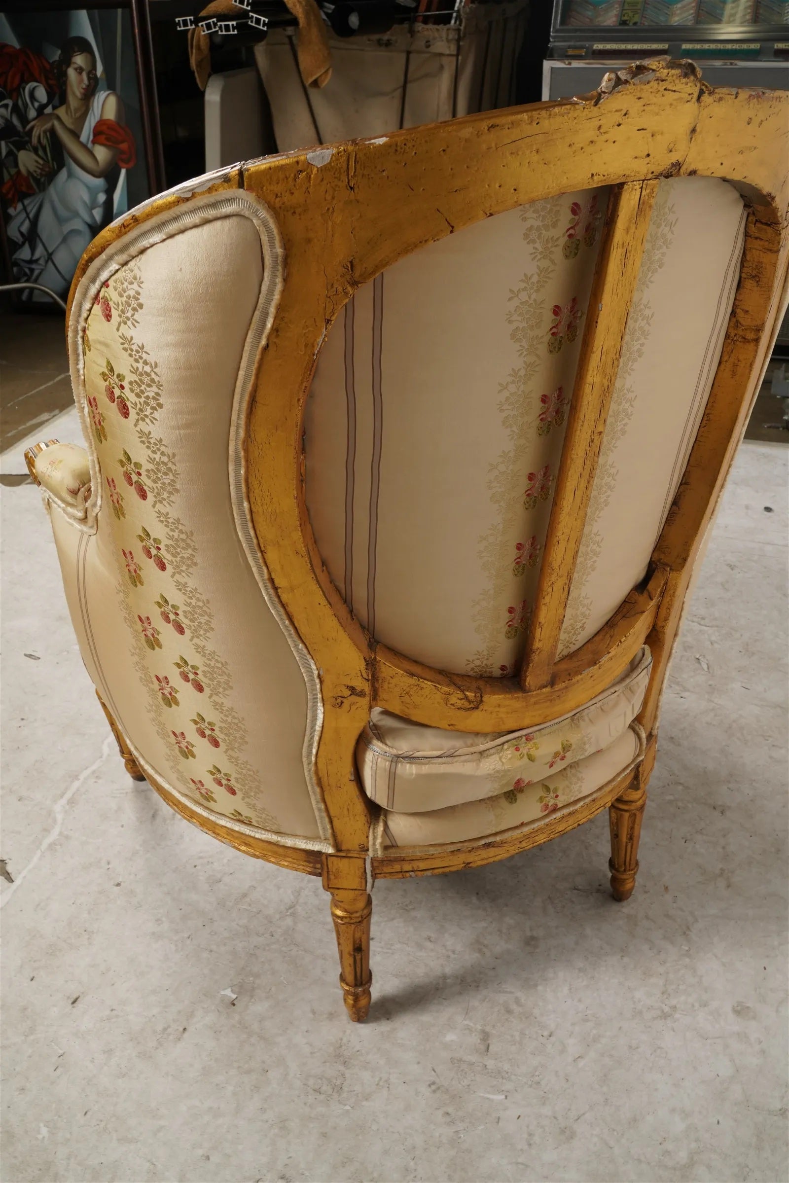 AF2-410: Antique Late 19th Century French Louis XVI Gilt Wood Bergere