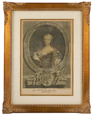 Mid 18th Century Etching of Juliana Maria, Queen of Denmark (1752 - 1766) by Johann Christian Fritzsch | Work of Man