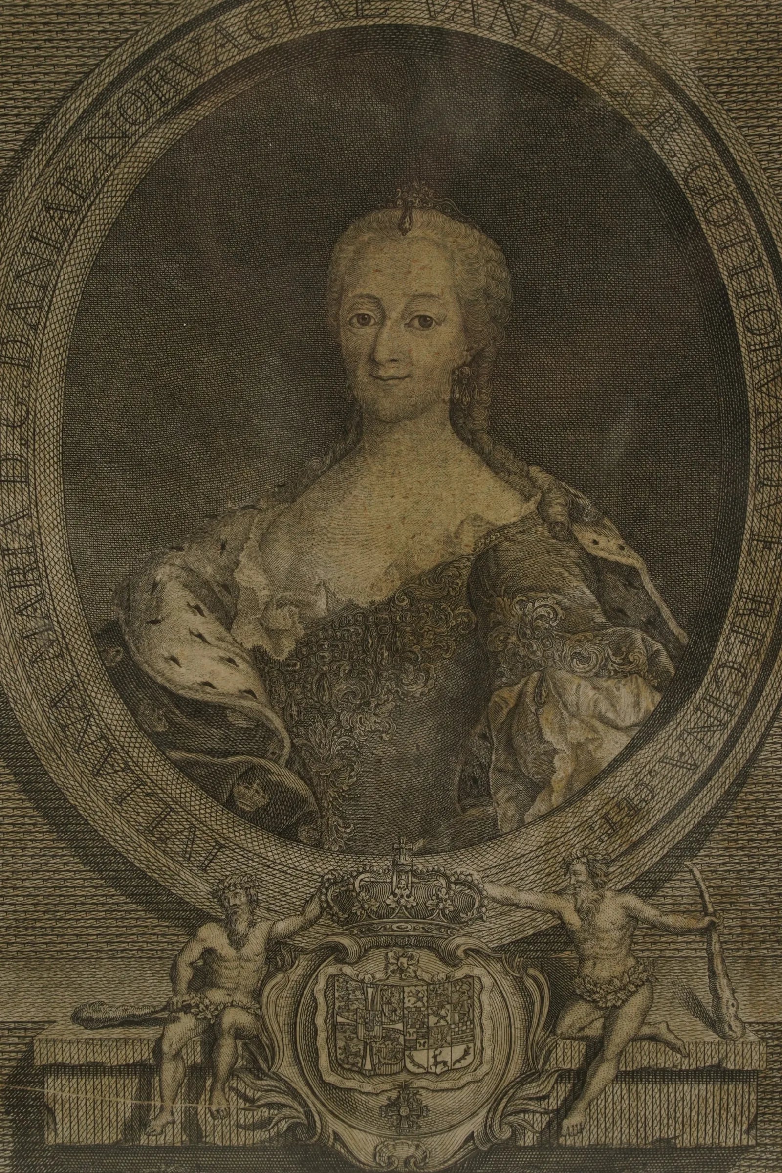AW7-026: Mid 18th Century Etching of Juliana Maria, Queen of Denmark (1752 - 1766) by Johann Christian Fritzsch