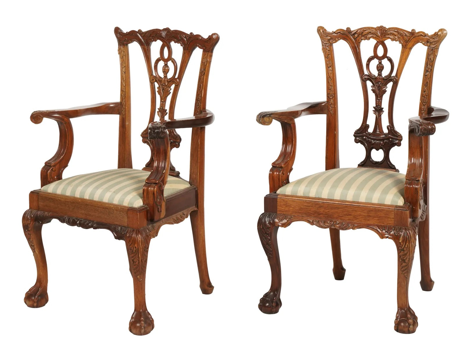 AF2-411: Antique Pair of Early 20th Century Carved Mahogany Chippendale Style Child's Chair