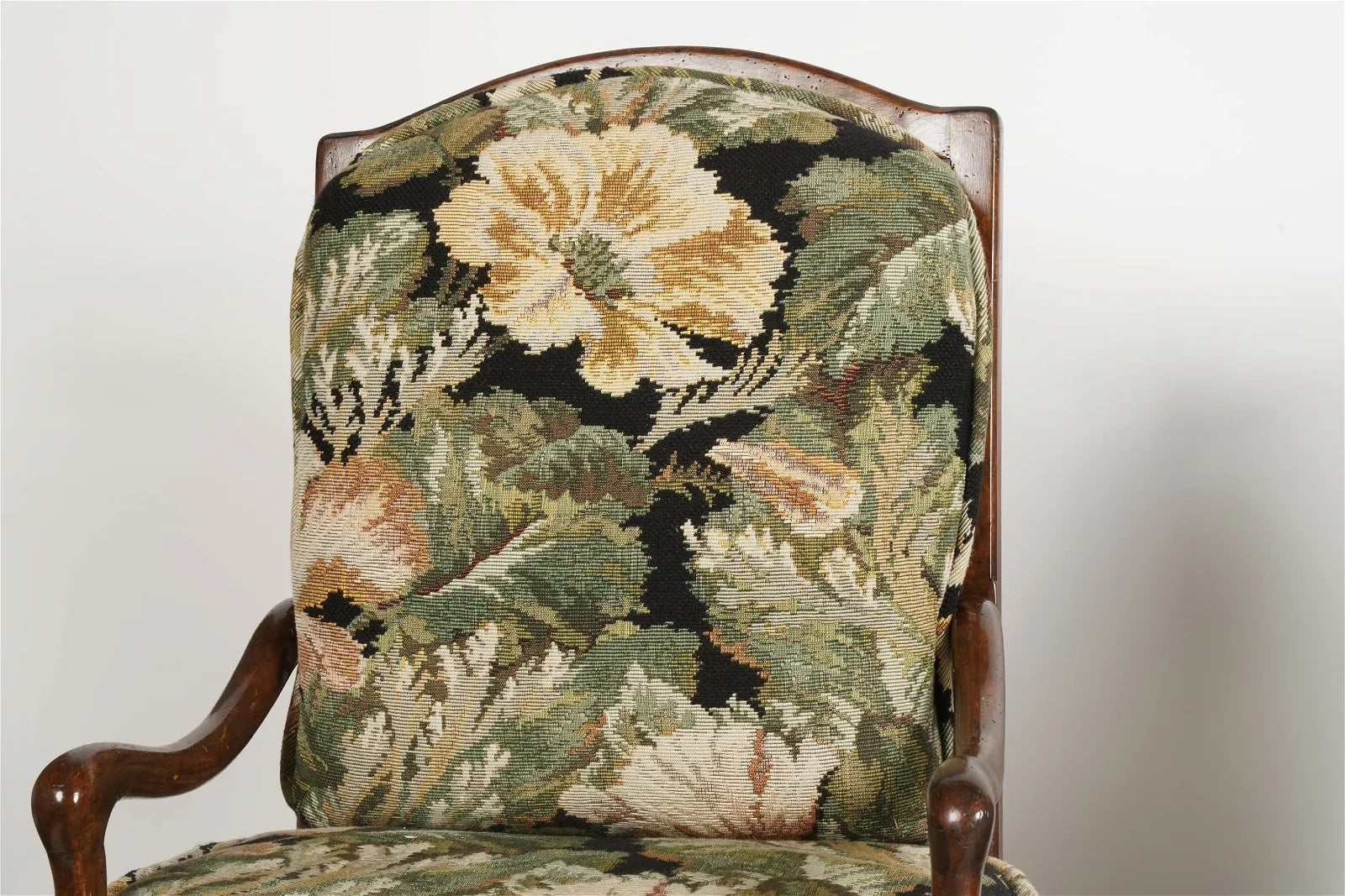 AF2-415: Antique Pair of Late 20th Century French Provincial Style Upholstered Arm Chairs