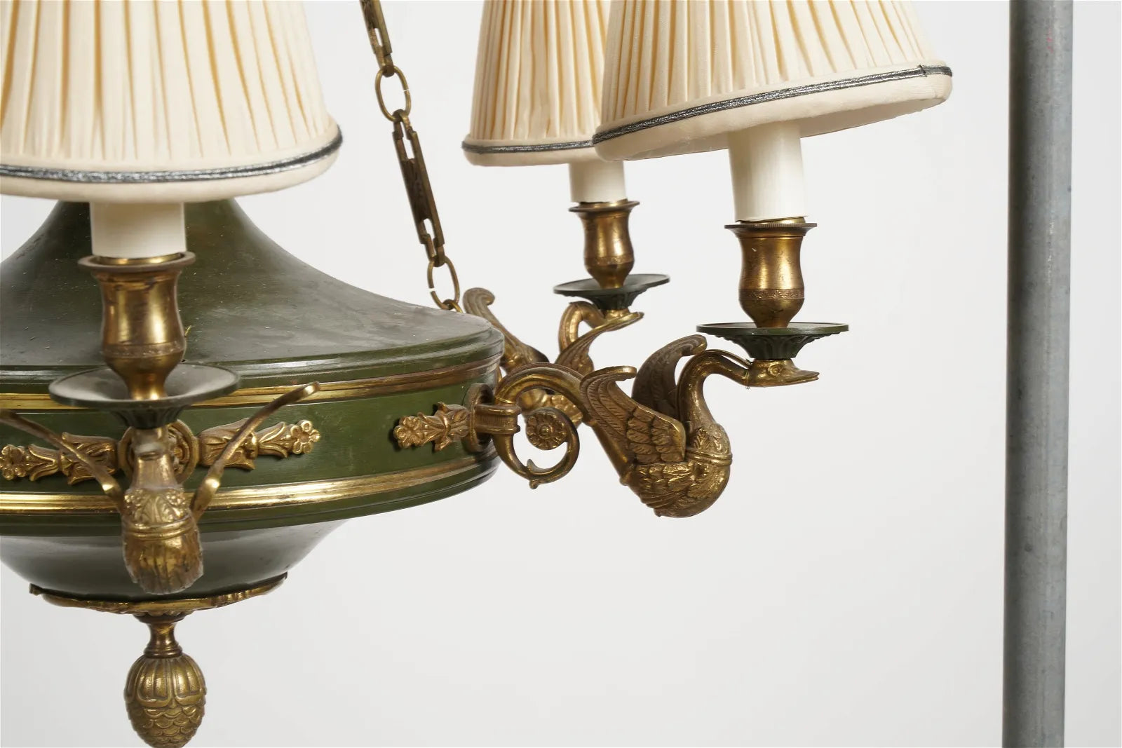 AL1-070: Early 20th Century French Empire Style Gilt Bronze & Patinated Metal 6 Light Chandelier