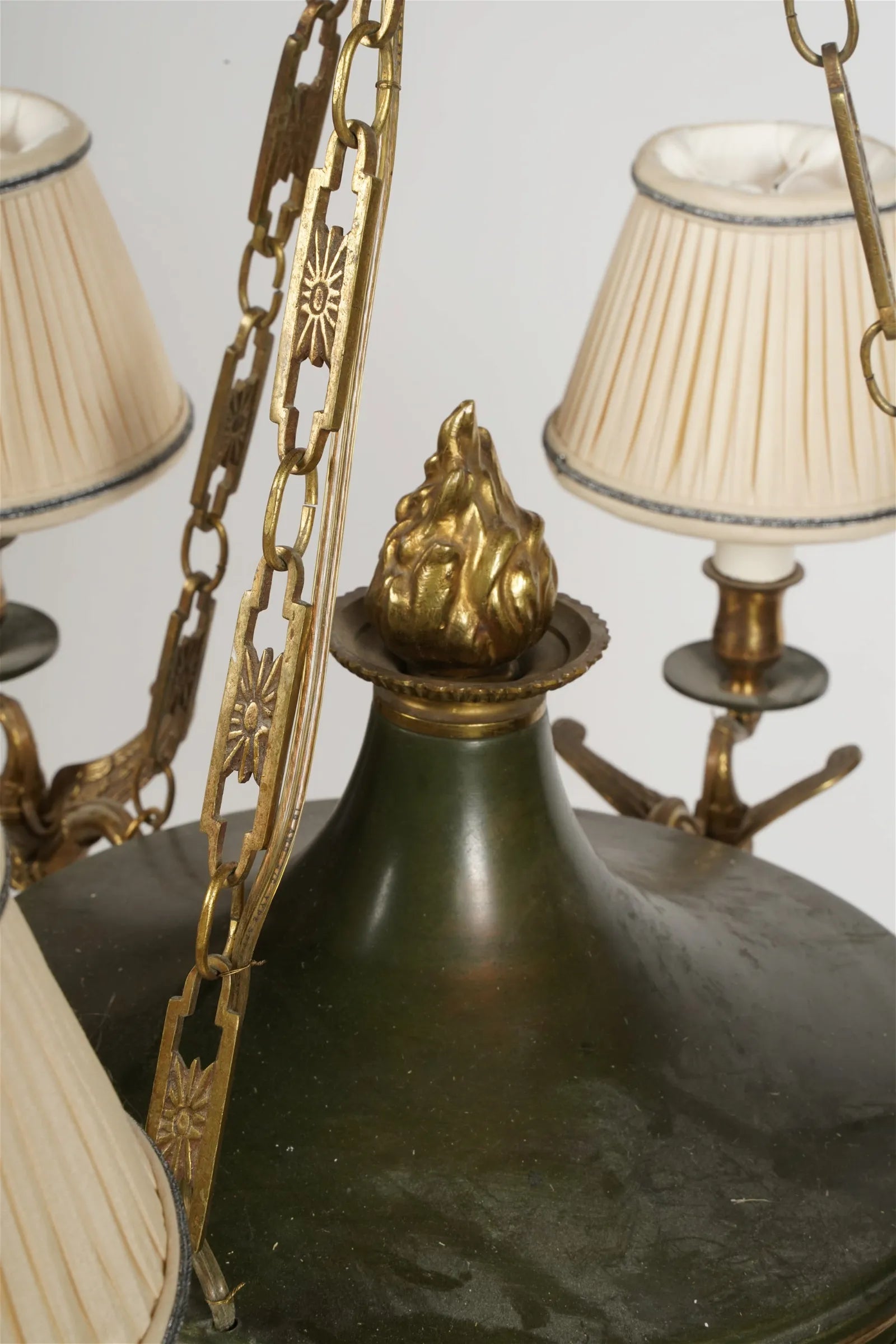 AL1-070: Early 20th Century French Empire Style Gilt Bronze & Patinated Metal 6 Light Chandelier