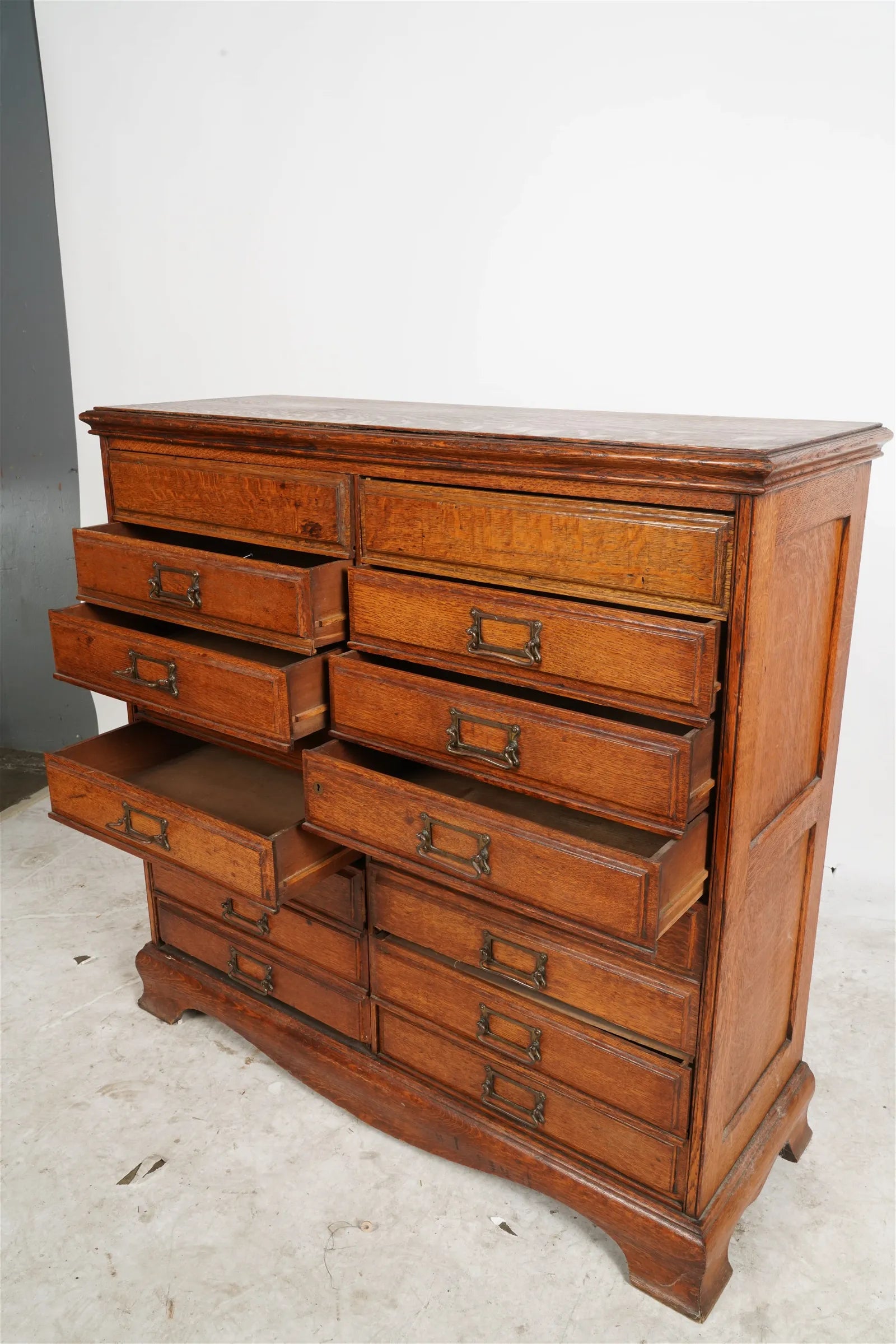 AF3-390: Antique Late 19th Century American Quarter Sawn Oak File Cabinet