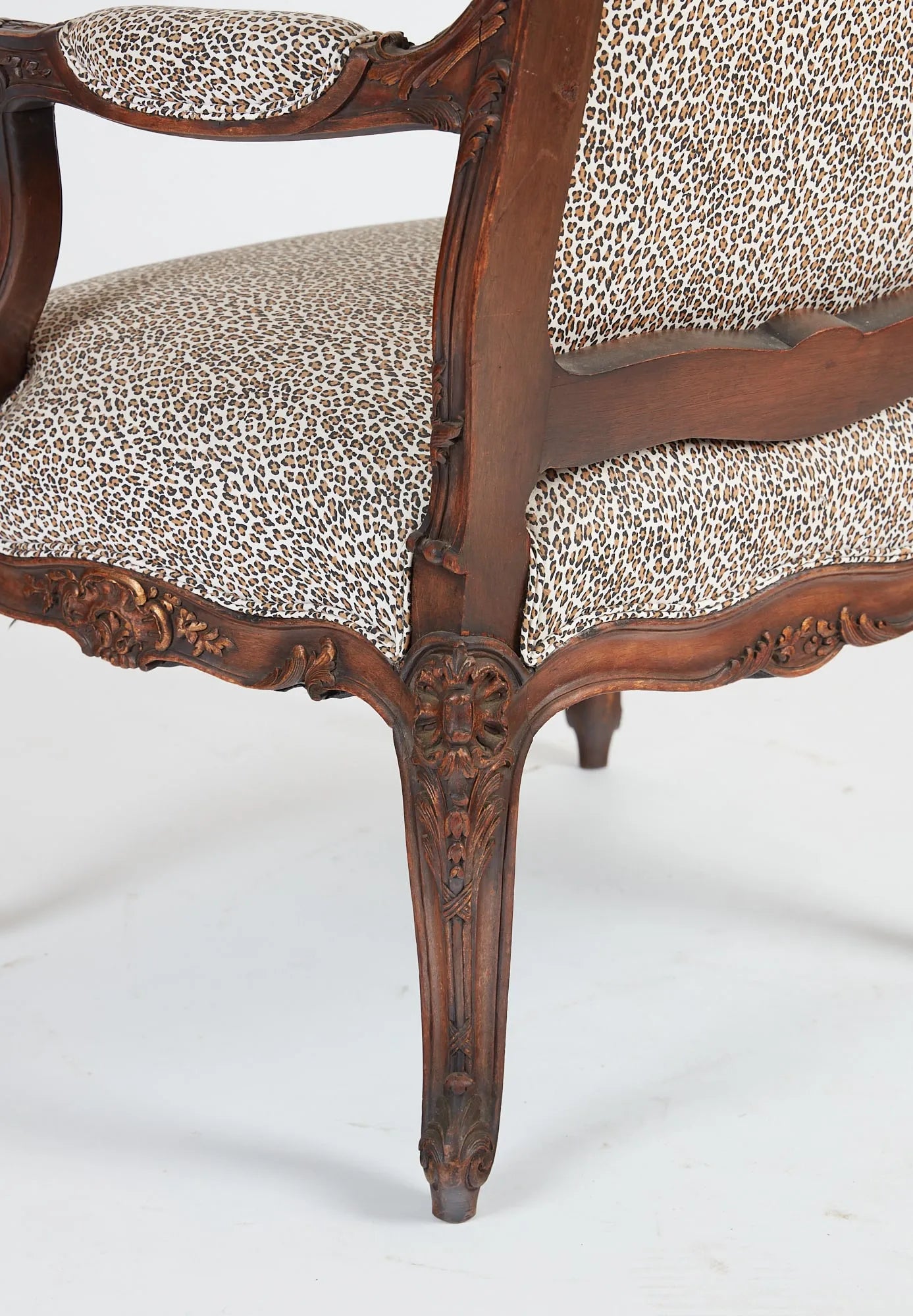 AF2-009:Antique  Pair of Louis XV Style Carved Beechwood Fauteuils Early 19th Century