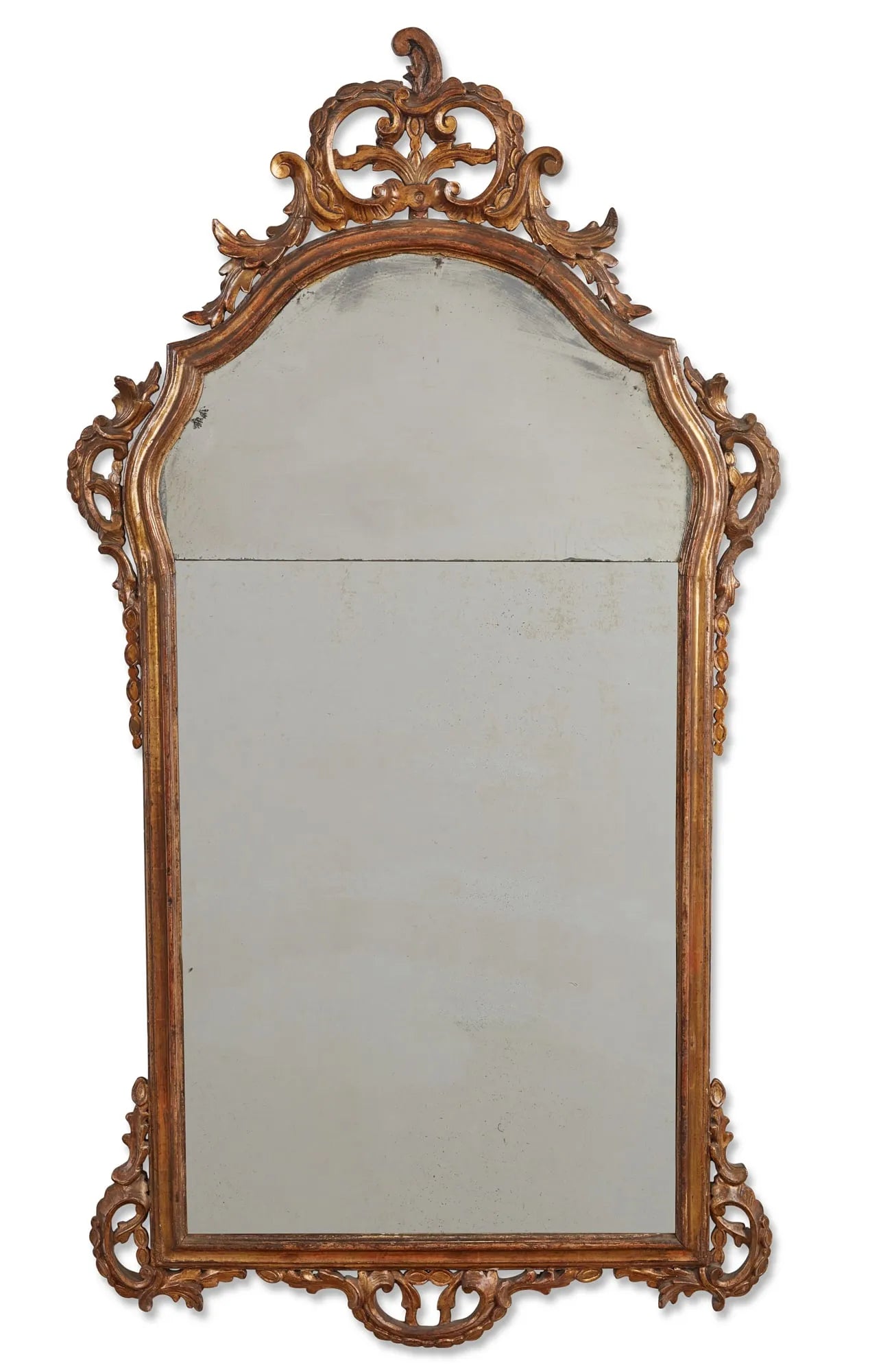 AF7-004: Antique Italian Rococo Giltwood Mirror Mid 18th Century