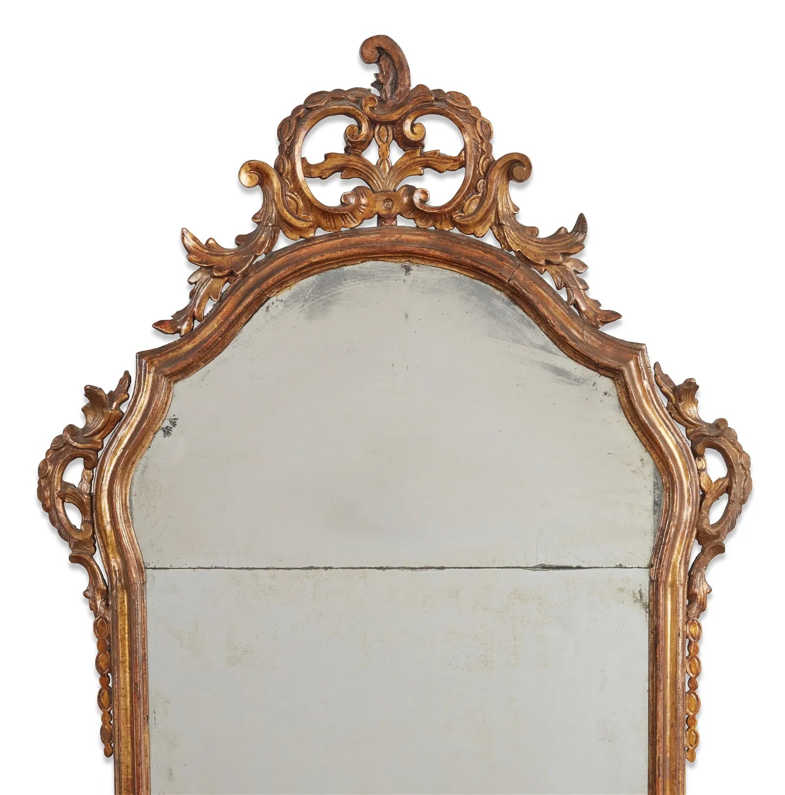 AF7-004: Antique Italian Rococo Giltwood Mirror Mid 18th Century