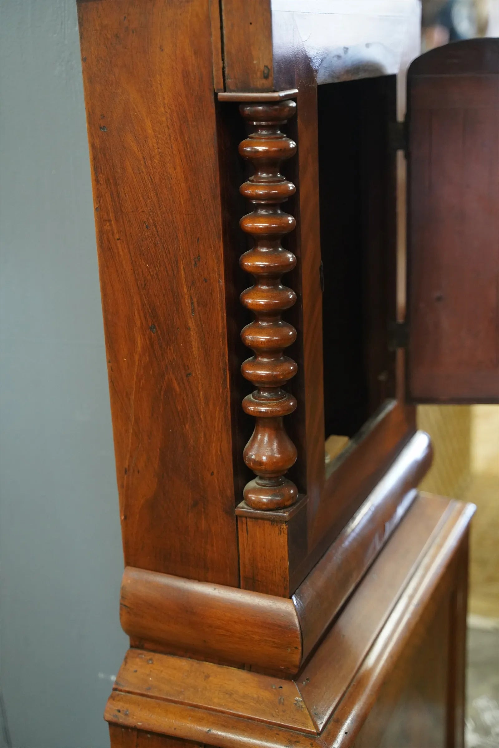 TK1-030: Mid 18th Century English Mahogany Tall Case  Clock w/ Hand Painted Dial