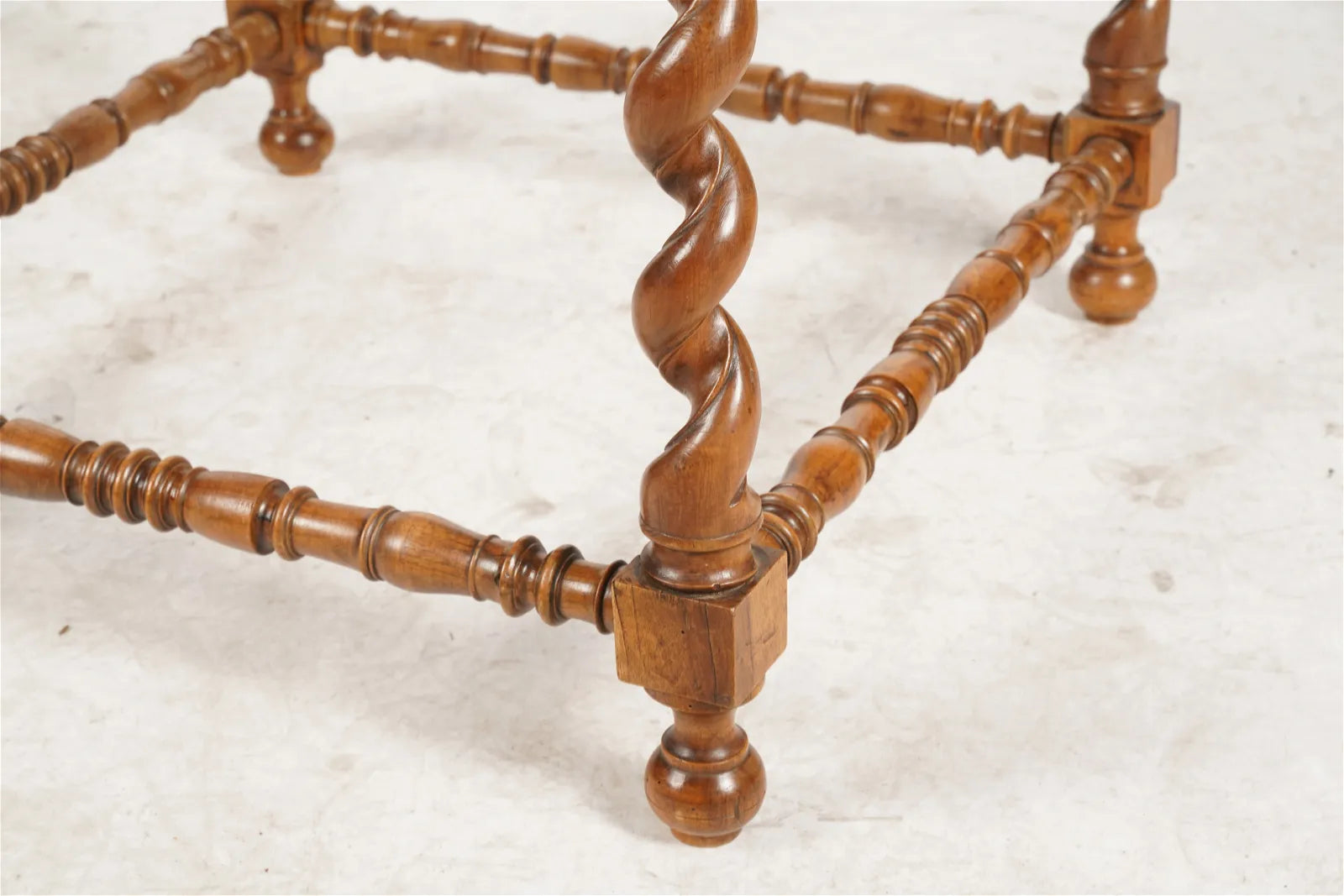 AF1-285: Antique Mid 19th Century French Provincial Fruitwood Side / Center Table w/ Barley Twist Support Legs