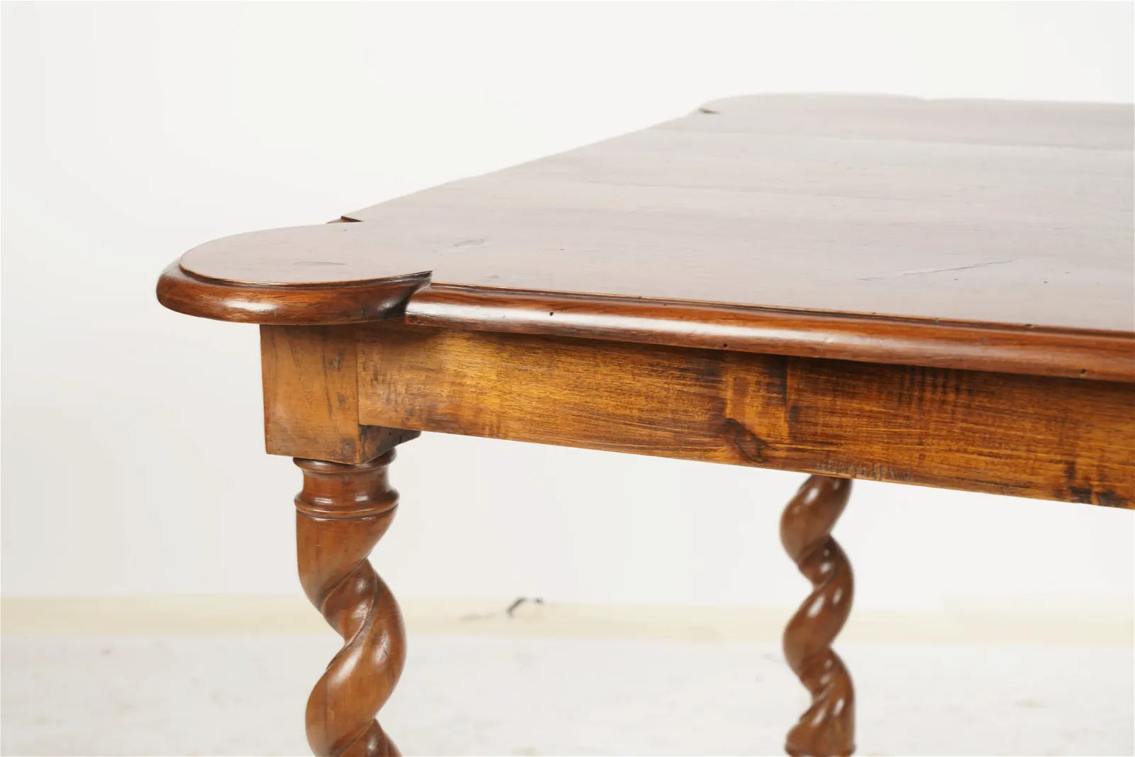 AF1-285: Antique Mid 19th Century French Provincial Fruitwood Side / Center Table w/ Barley Twist Support Legs