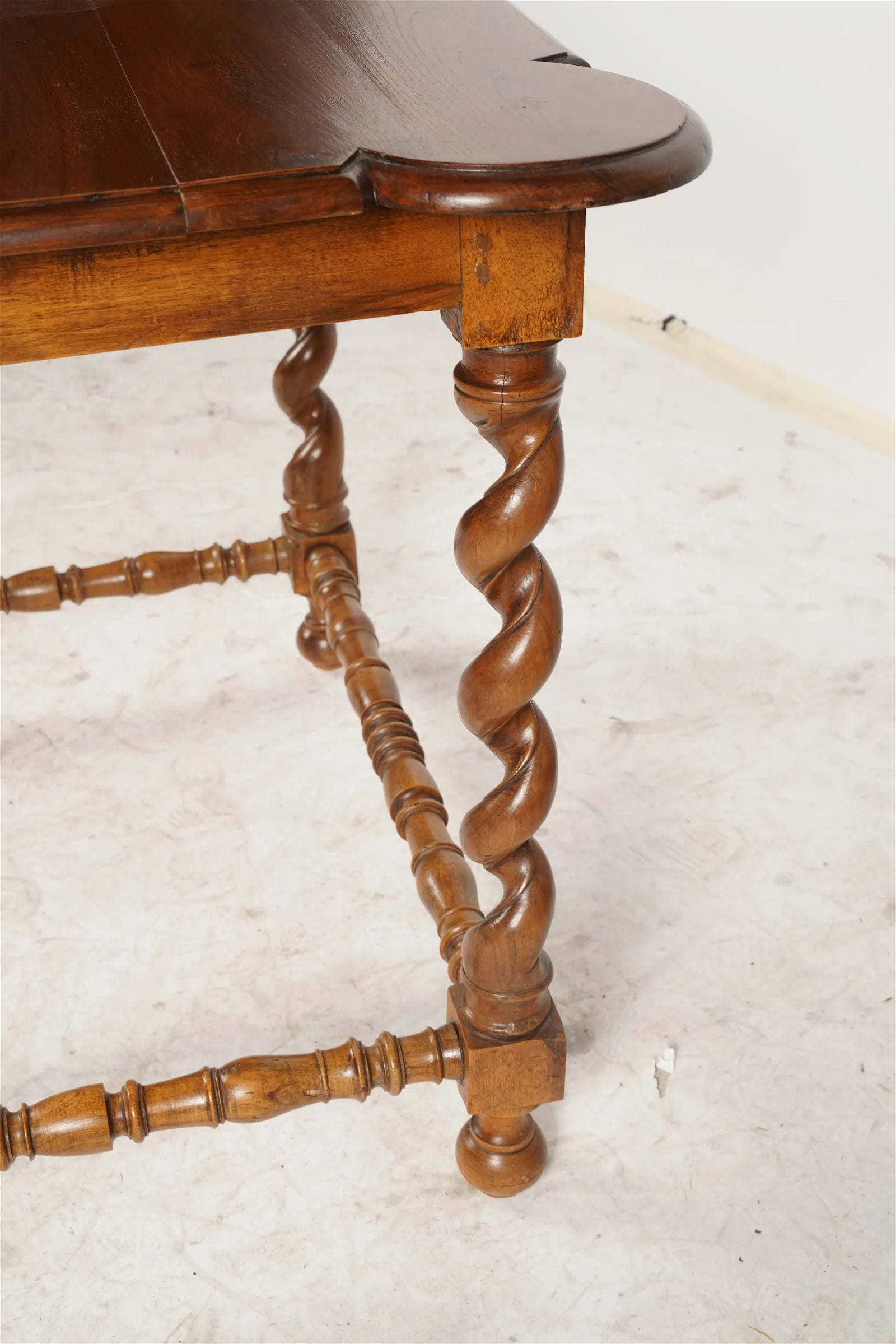 AF1-285: Antique Mid 19th Century French Provincial Fruitwood Side / Center Table w/ Barley Twist Support Legs