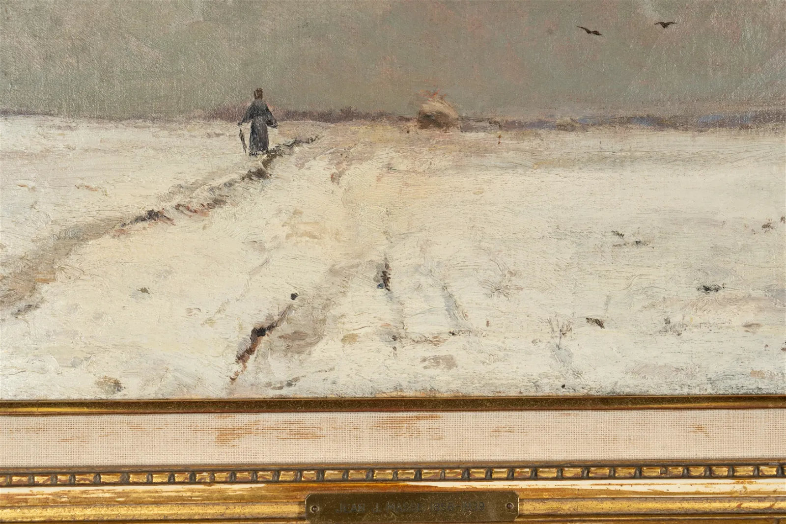 AW481: Impressionist Promenade en Hiver (Walk in Winter) Jean Eugene Julien Masse (1856 - 1950) Oil on Canvas
