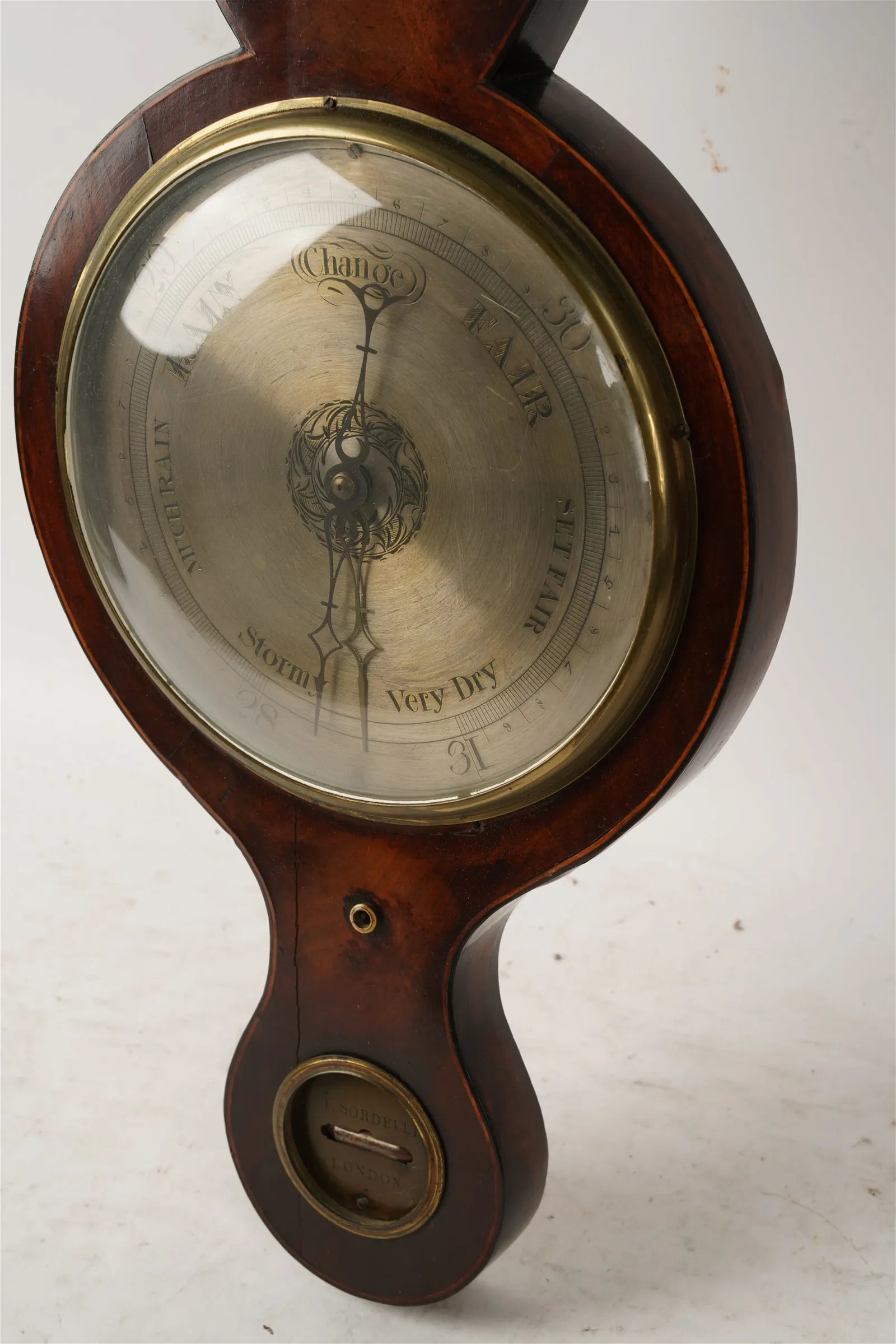 TK5-009: Early 19th Century English Regency Rosewood Wheel Barometer - Signed I. Sordelli