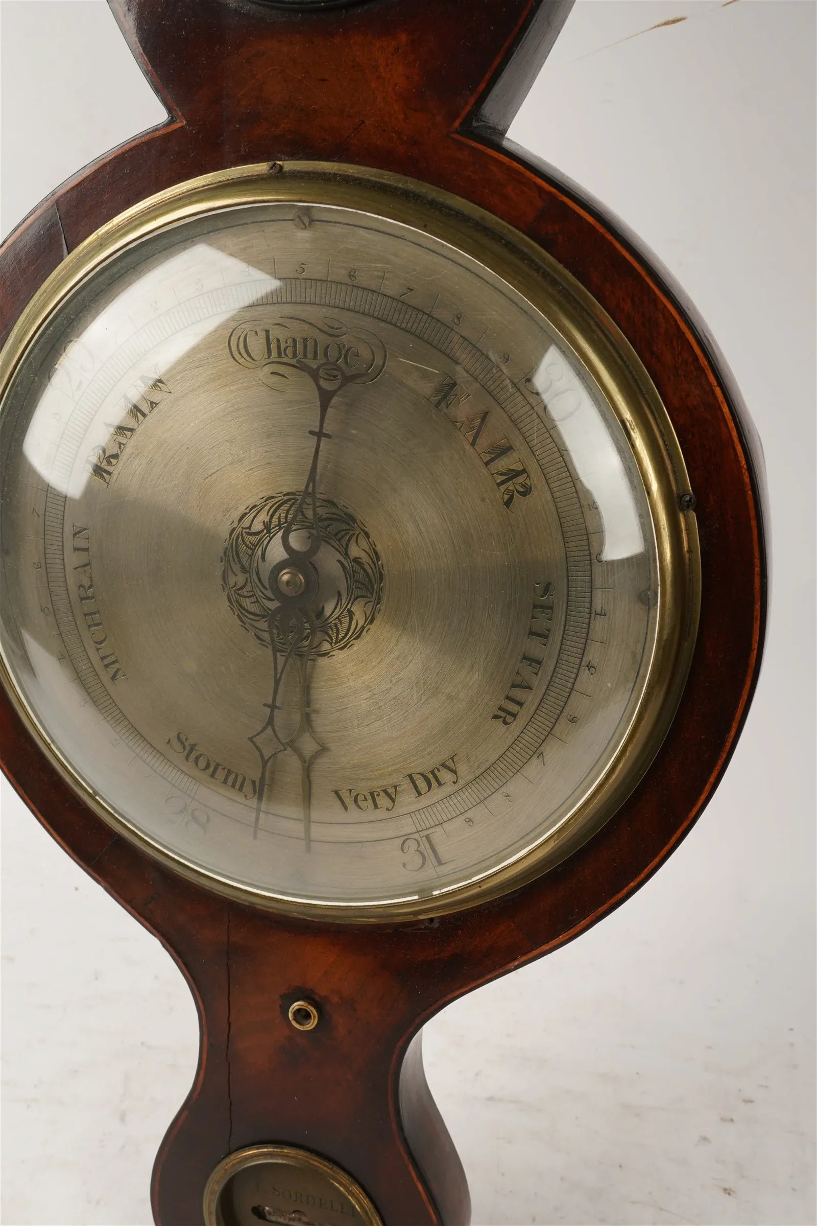 TK5-009: Early 19th Century English Regency Rosewood Wheel Barometer - Signed I. Sordelli