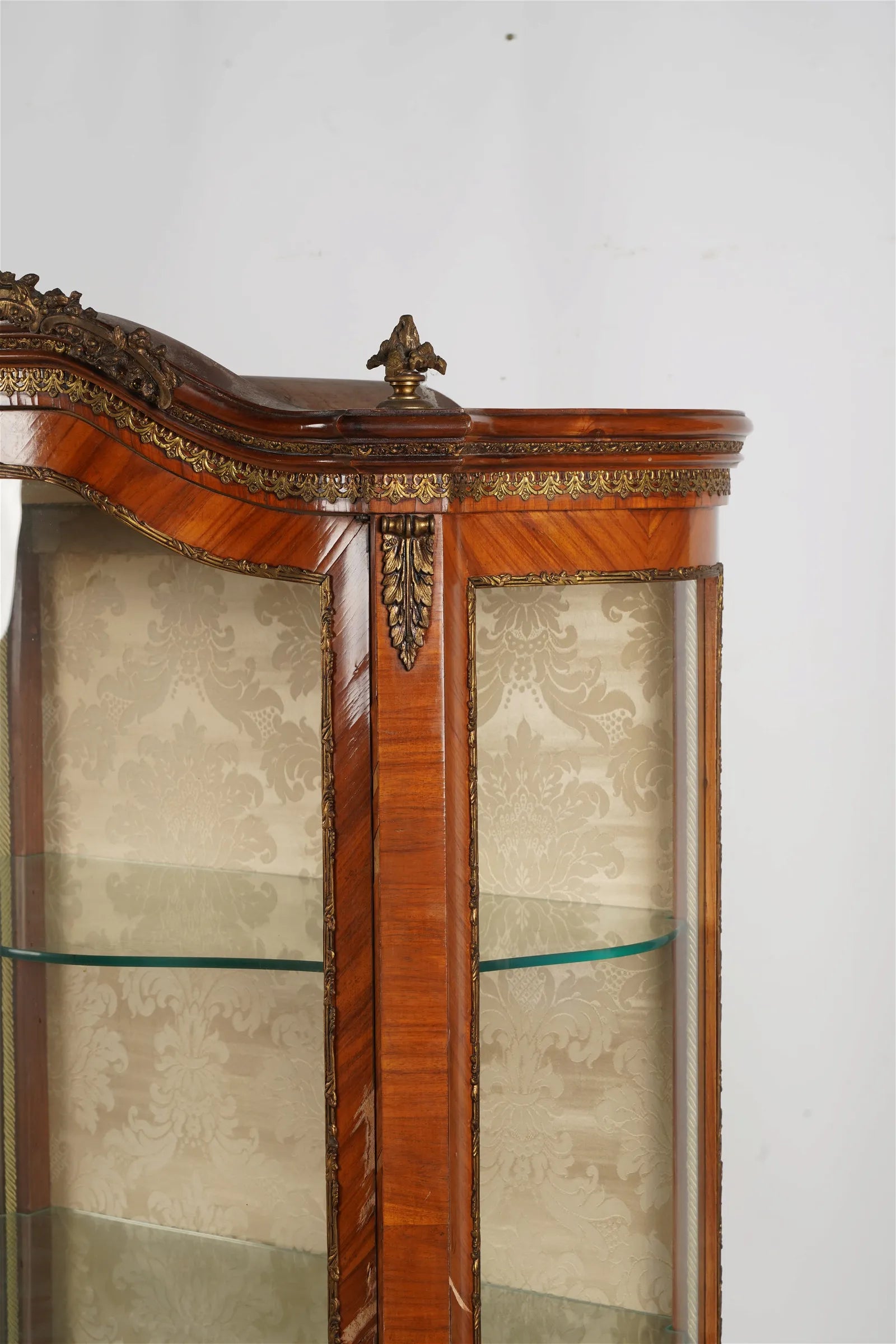 AF3-014: Antique Late 19th Century French Louis XV Style Kingwood Parquetry Vitrine Cabinet