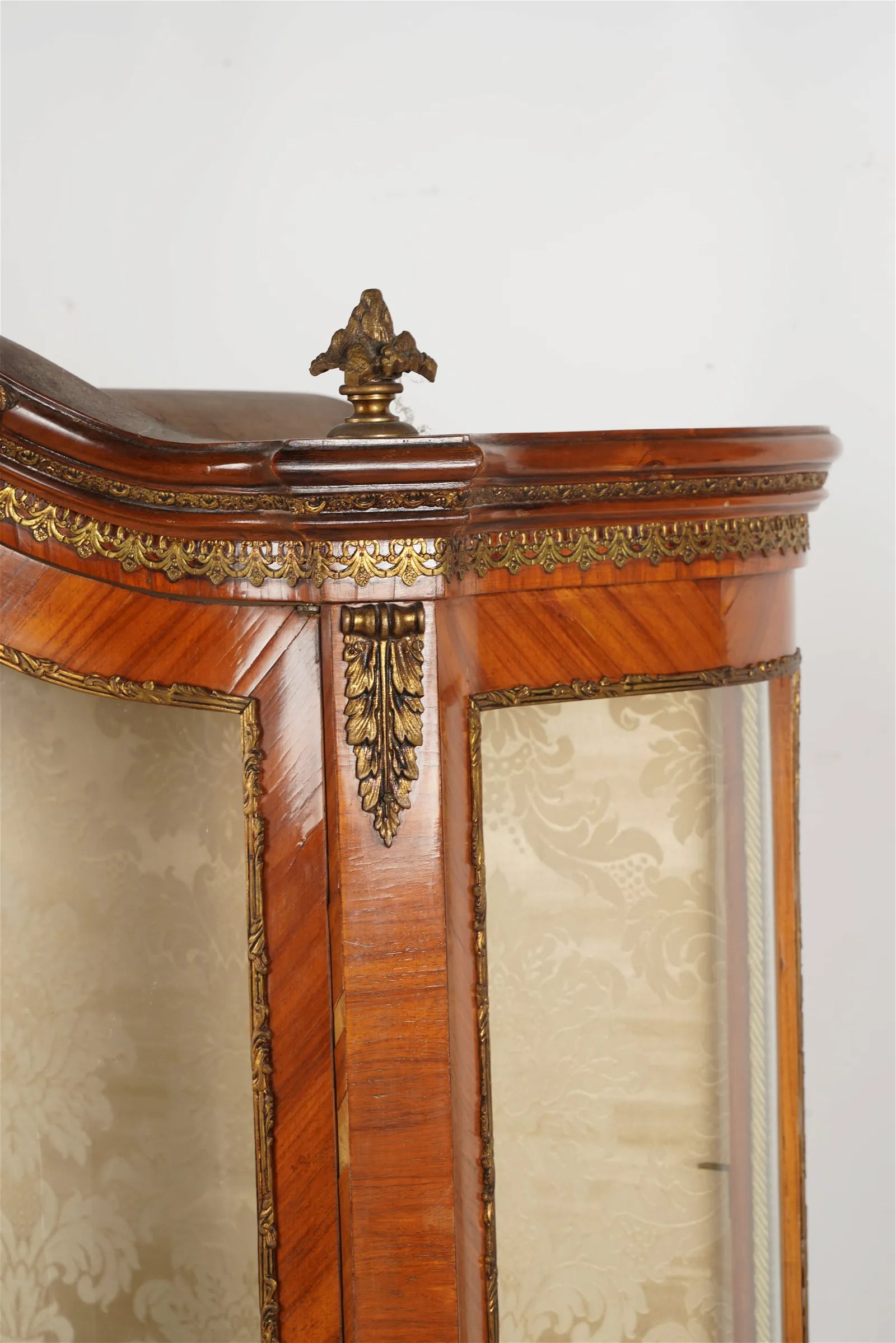 AF3-014: Antique Late 19th Century French Louis XV Style Kingwood Parquetry Vitrine Cabinet