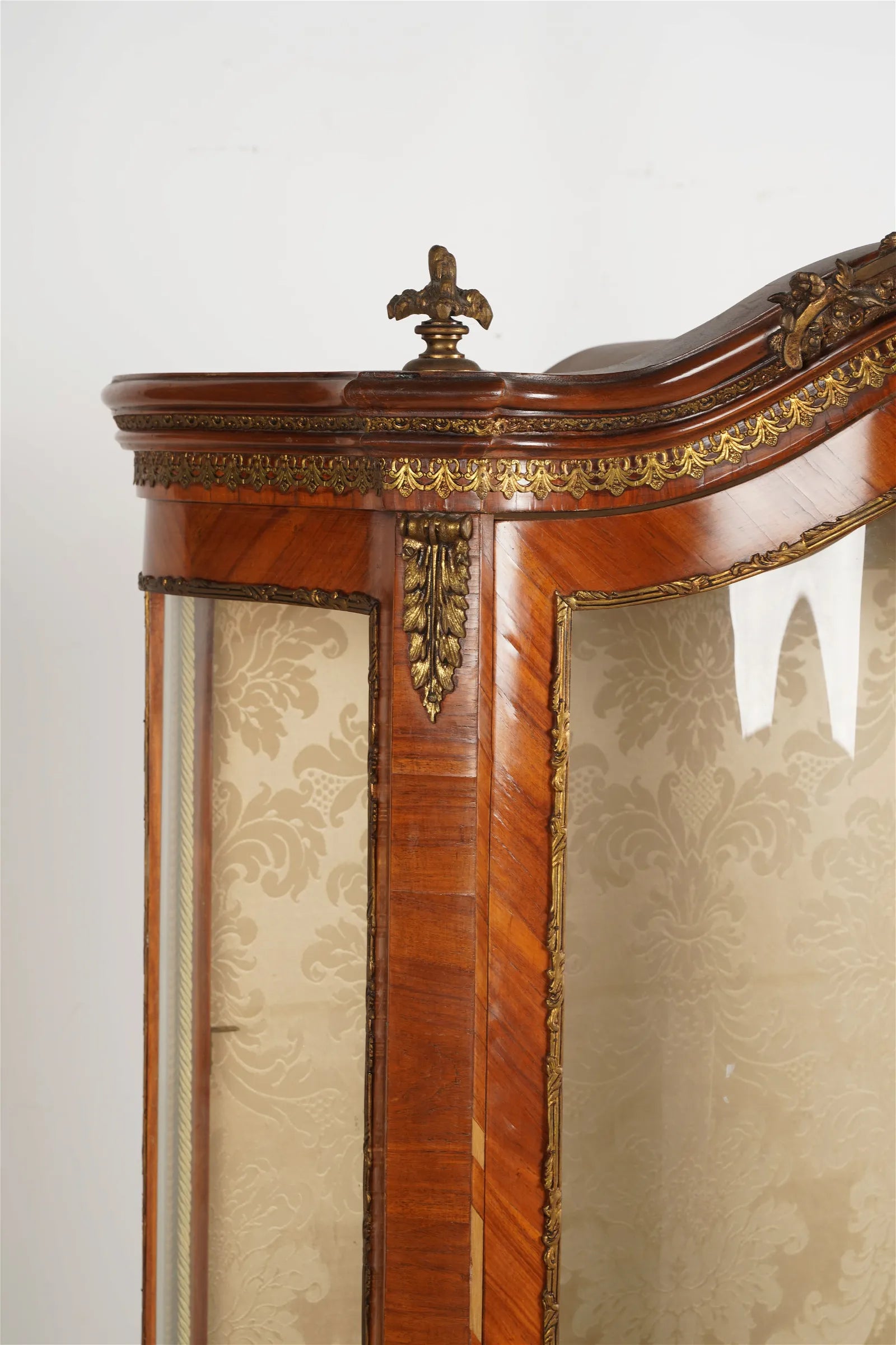 AF3-014: Antique Late 19th Century French Louis XV Style Kingwood Parquetry Vitrine Cabinet