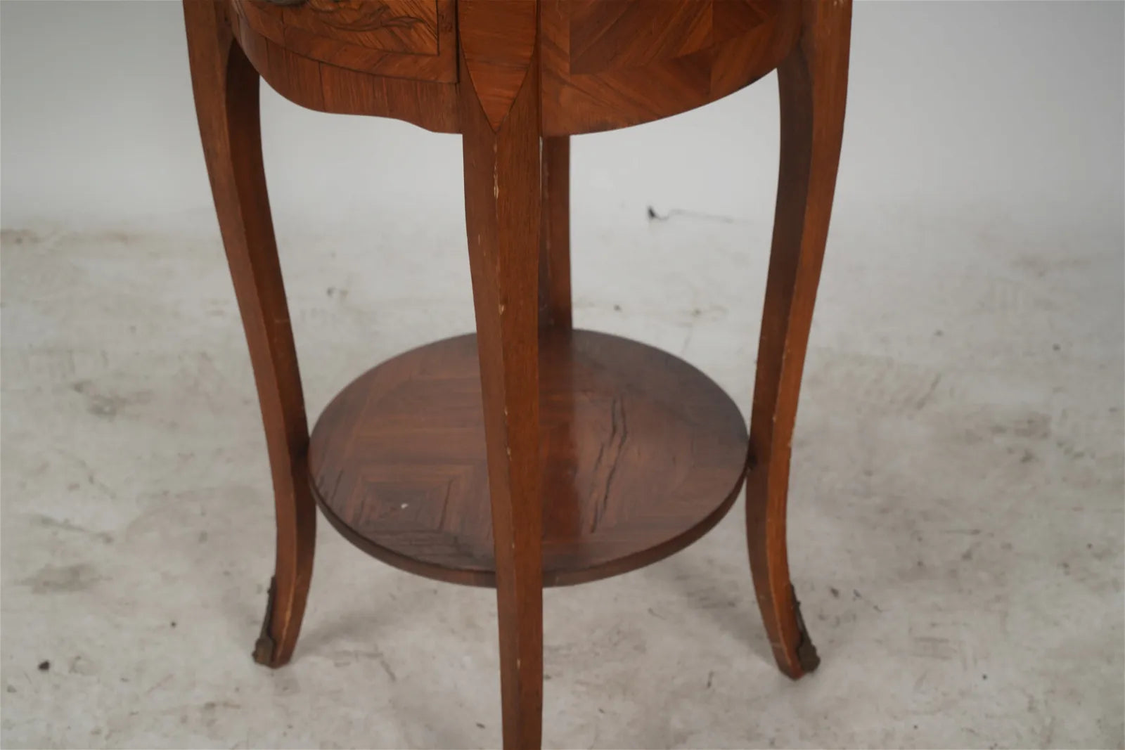 AF1-410: Antique Late 19th Century French Louis XV Kingwood Marquetry and Parquetry Three Drawer Petit Side Table