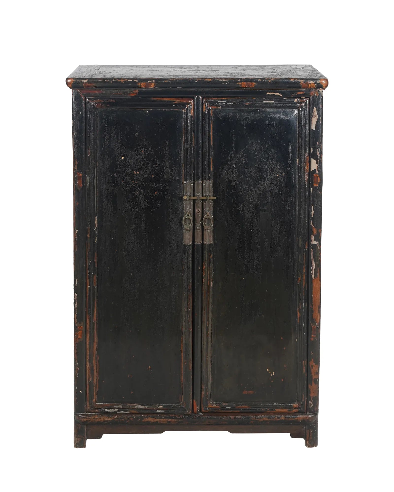 AF3-103: Antique Early 20th Century Chinese Black Lacquer Tapered Wedding Cabinet