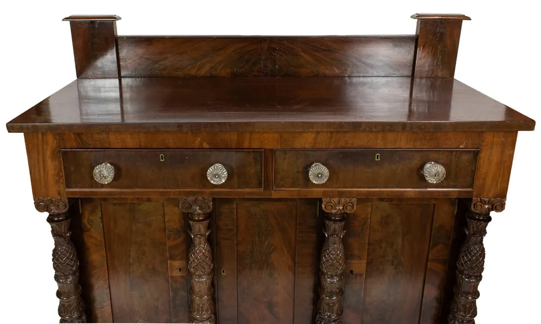 AF3-017: Antique Circa 1800 American Federal Mahogany Sideboard in Original Condition