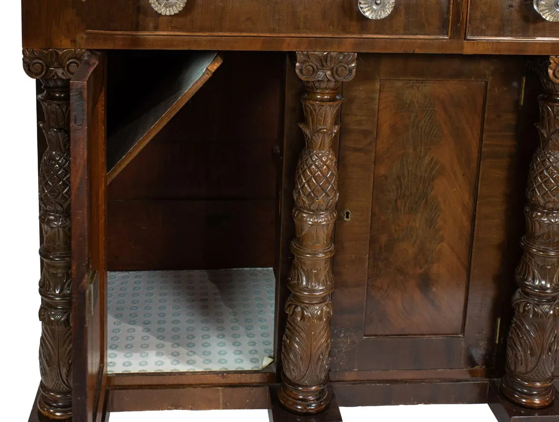 AF3-017: Antique Circa 1800 American Federal Mahogany Sideboard in Original Condition