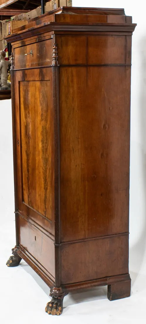 AF3-054: Antique Circa 1830 English William IV Mahogany Single Door Armoire