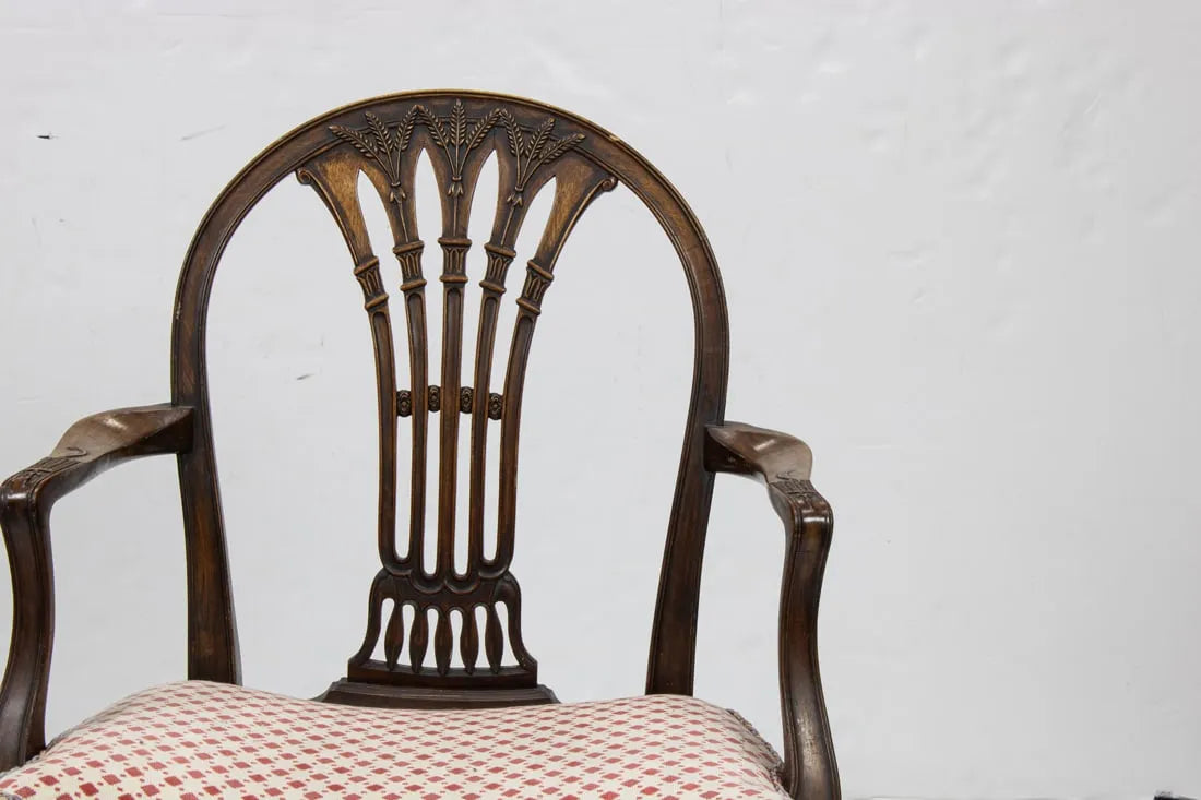 AF2-275: Antique Pair of Late 18th Century English Georgian Carved Mahogany Arm Chairs From the Ann & Gordon Getty Collection