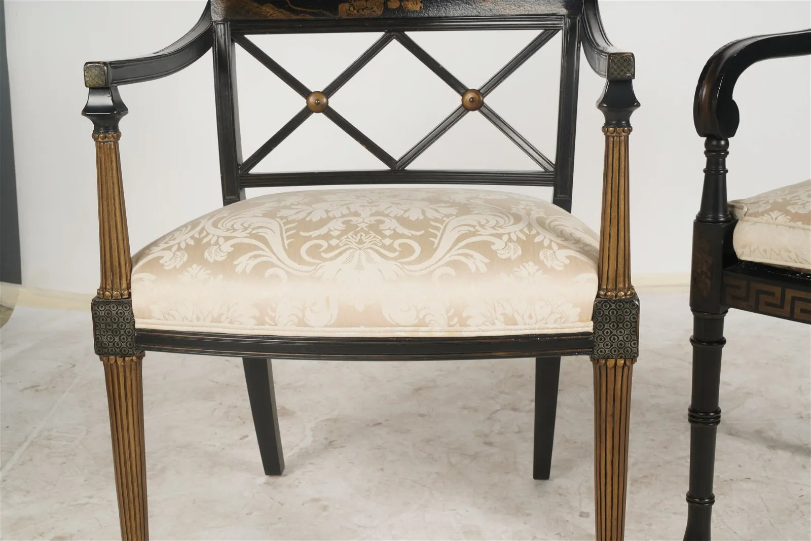 AF2-046: Antique Late 20th Century English Regency Style Chinoiserie Arm Chair