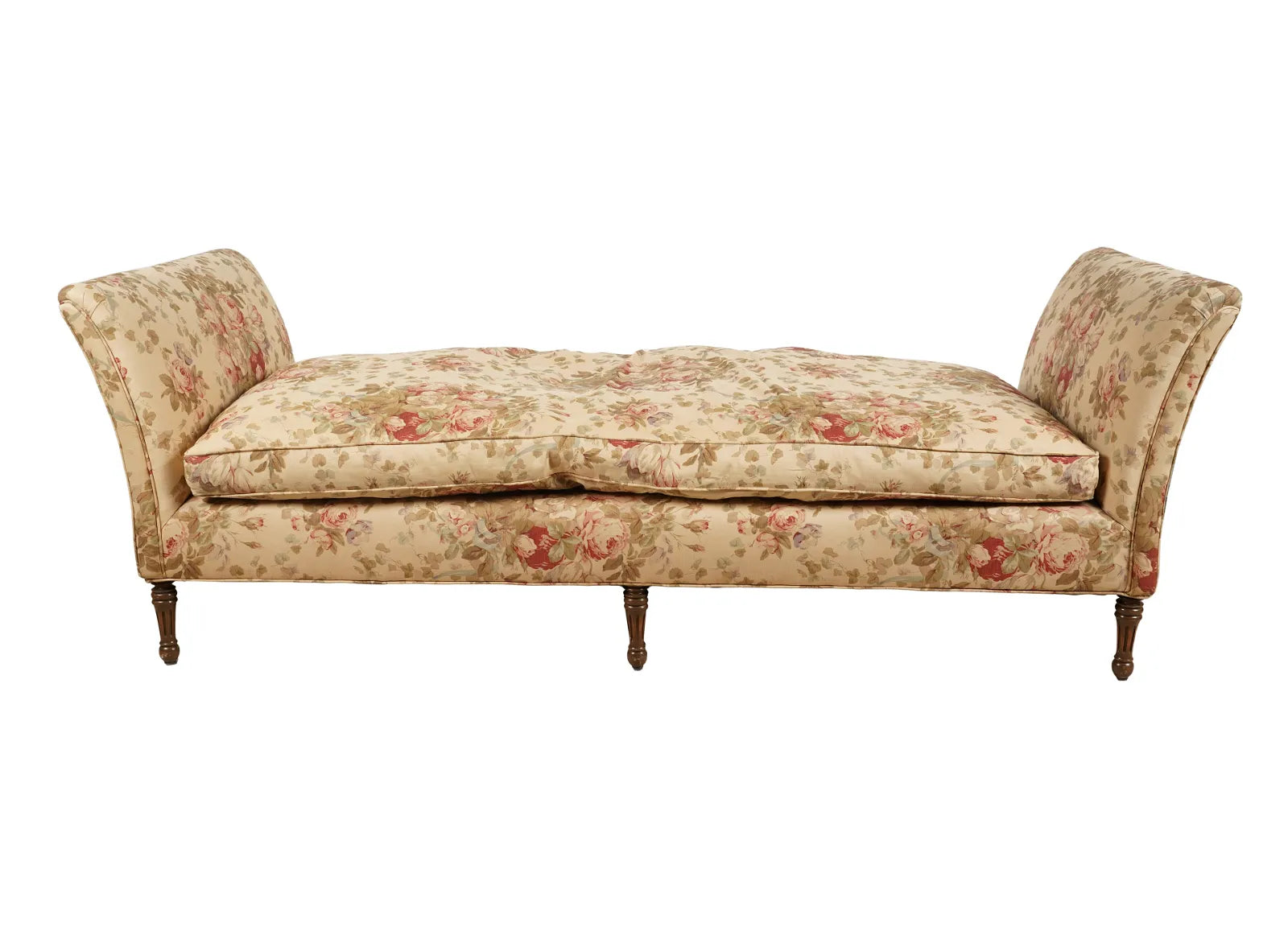 AF2-424: Antique Late 20th Century English Regency Style Backless Sofa With Down Cushion & 8 Way Hand Tied Coil Springs