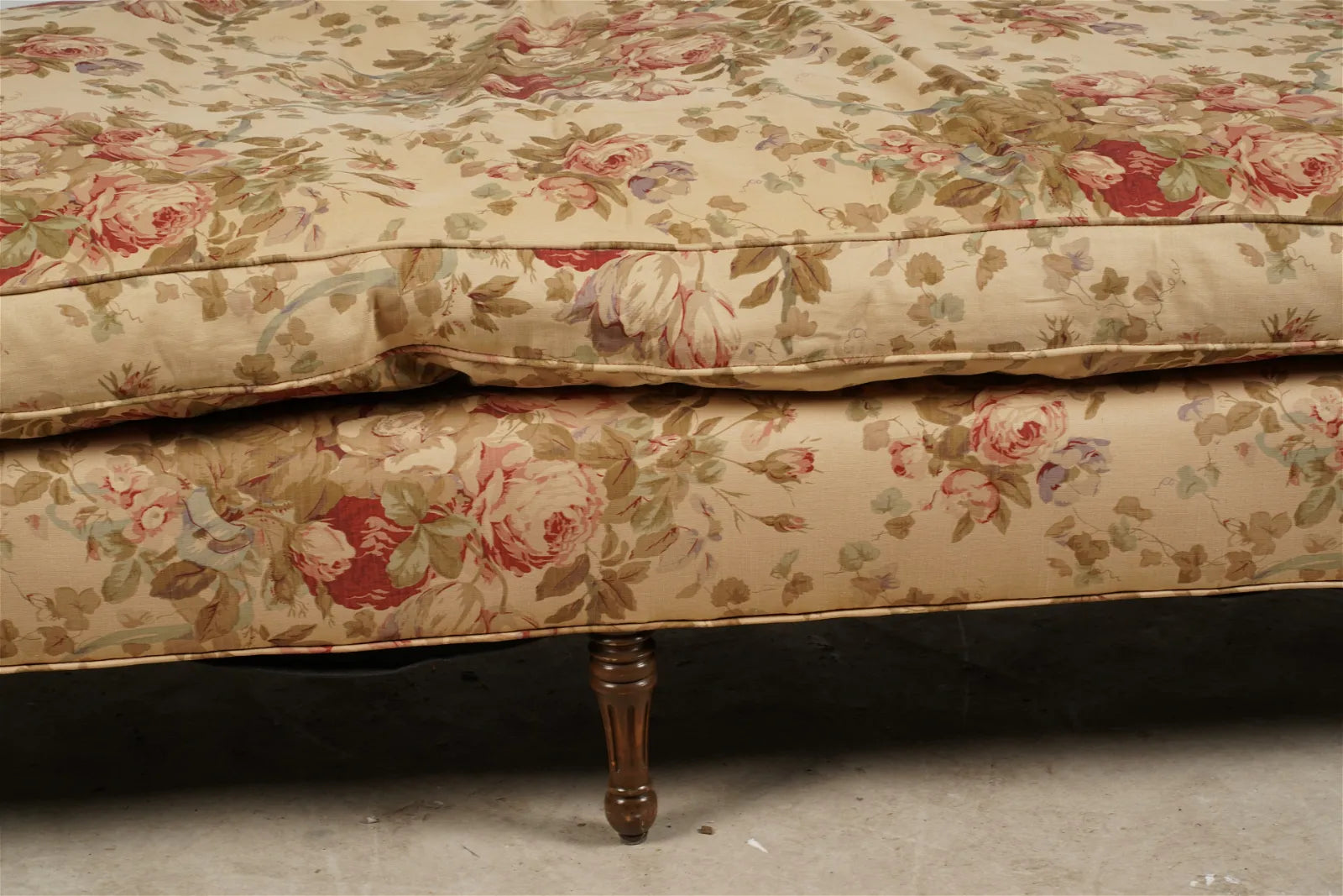 AF2-424: Antique Late 20th Century English Regency Style Backless Sofa With Down Cushion & 8 Way Hand Tied Coil Springs