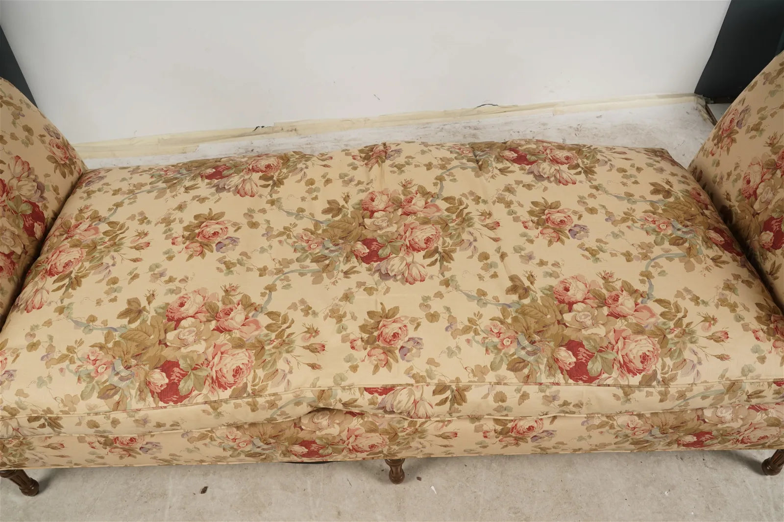 AF2-424: Antique Late 20th Century English Regency Style Backless Sofa With Down Cushion & 8 Way Hand Tied Coil Springs