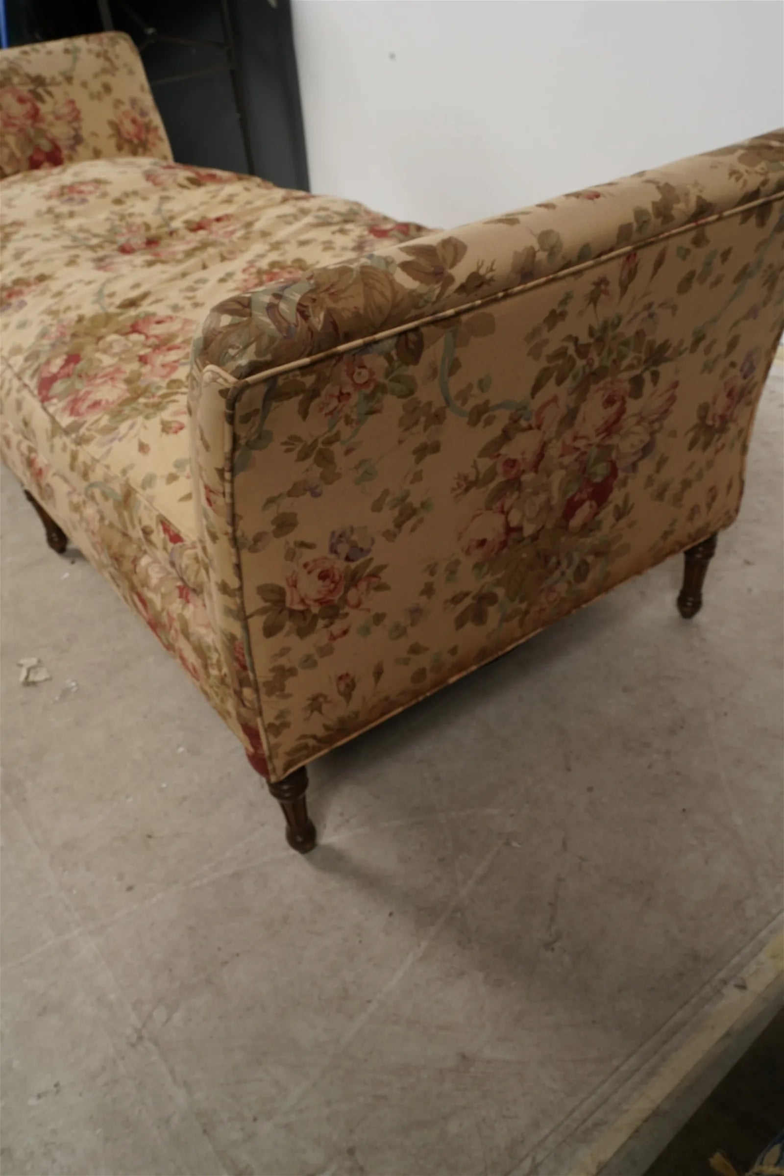 AF2-424: Antique Late 20th Century English Regency Style Backless Sofa With Down Cushion & 8 Way Hand Tied Coil Springs