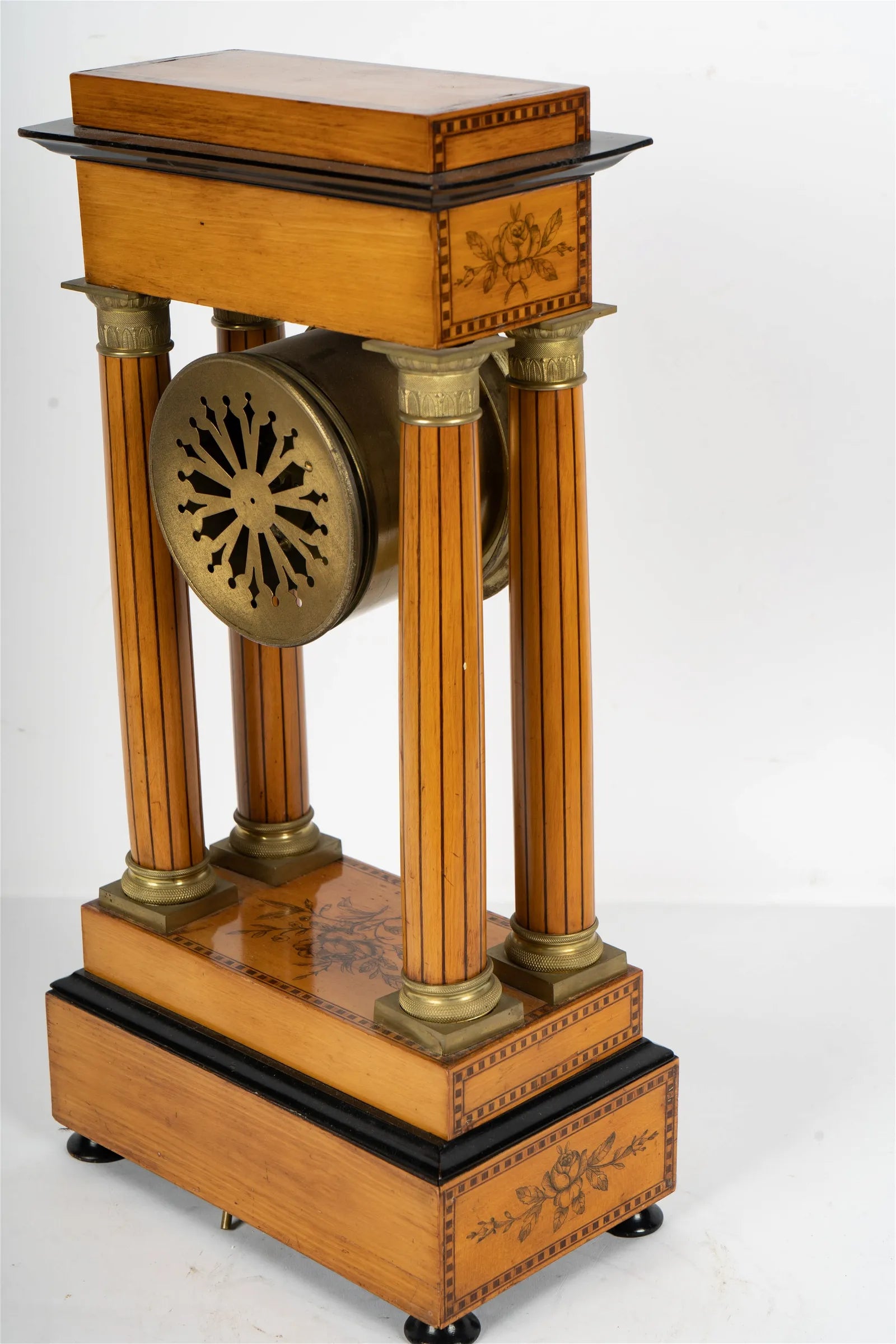 TK2-025: Early 19th Century Biedermeier Gilt Metal Mounted Portico Clock