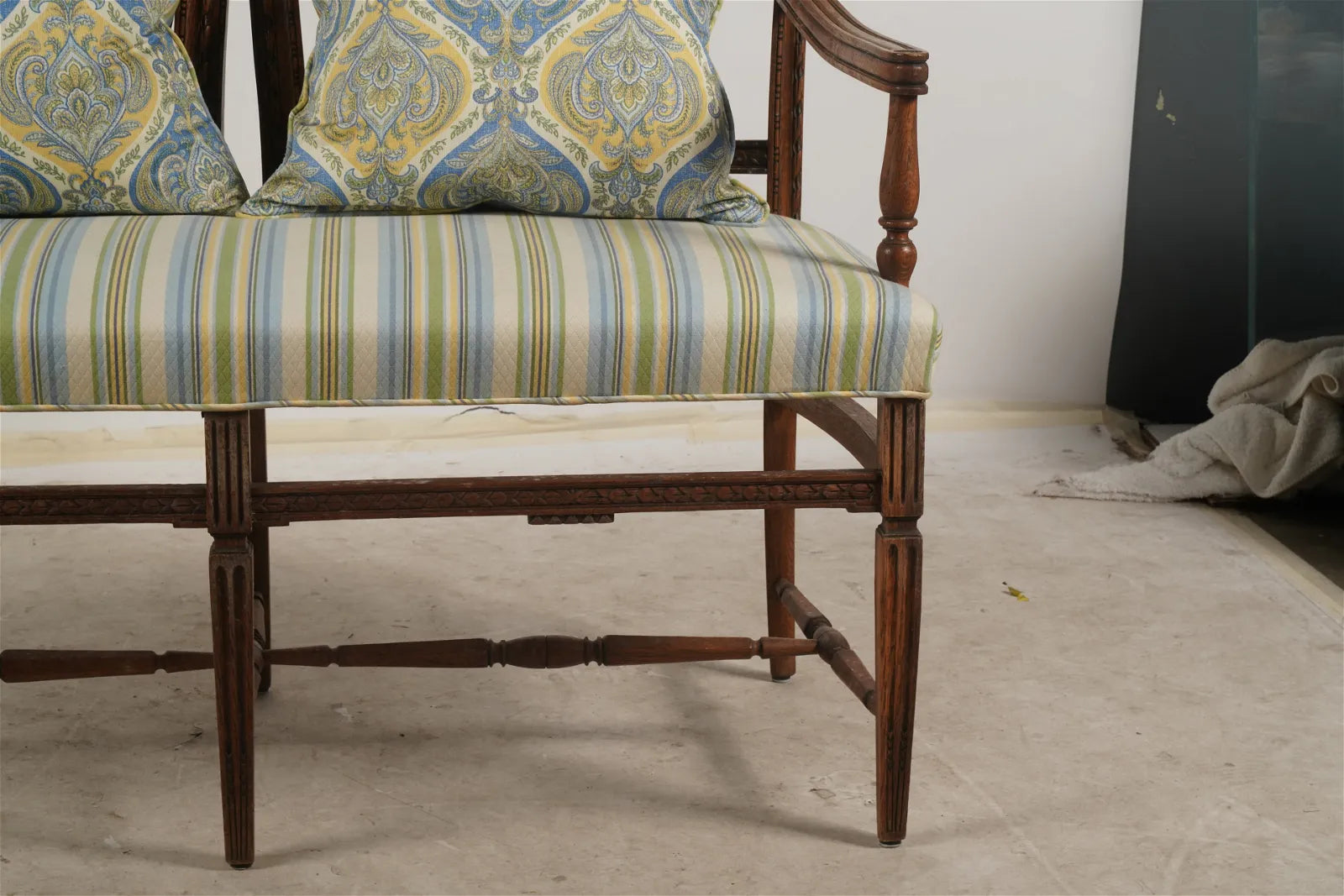 AF2-038: Antique Late 19th Century Antique French Regency Furniture - Carved Oak Dining Suite With a Settee