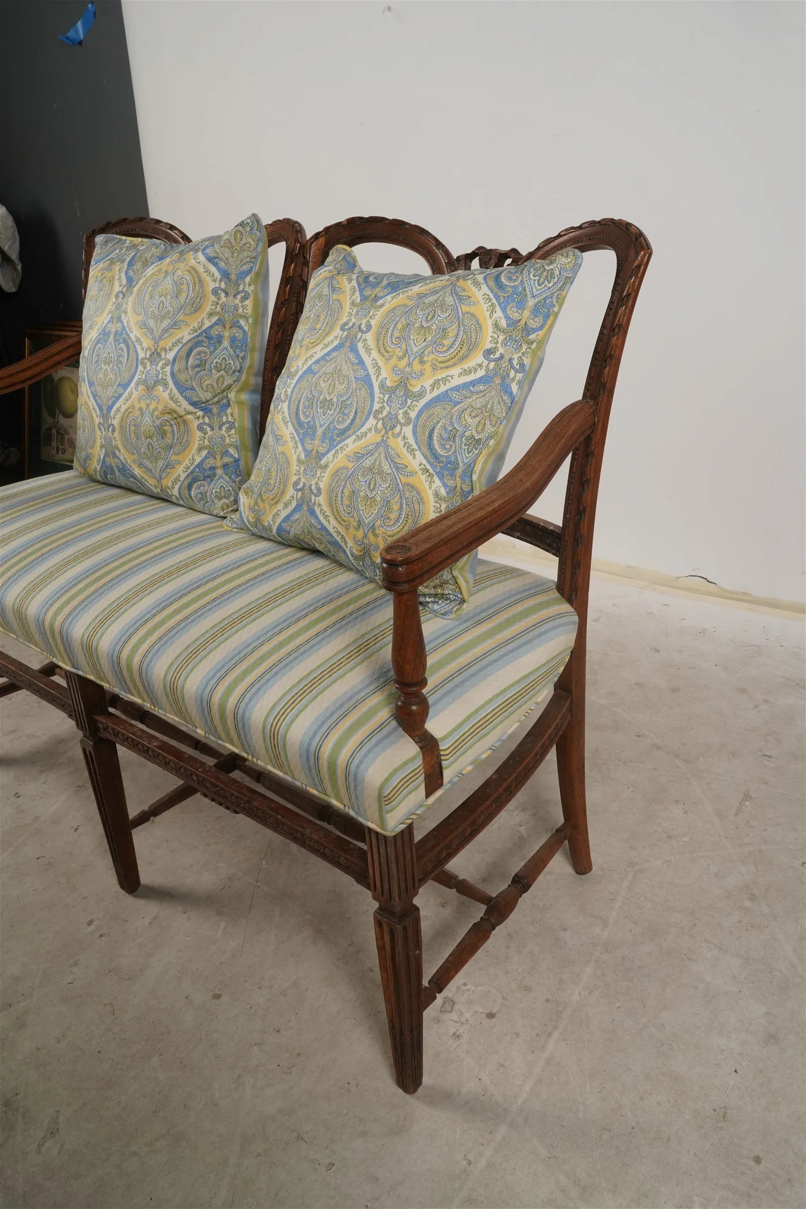 AF2-038: Antique Late 19th Century Antique French Regency Furniture - Carved Oak Dining Suite With a Settee