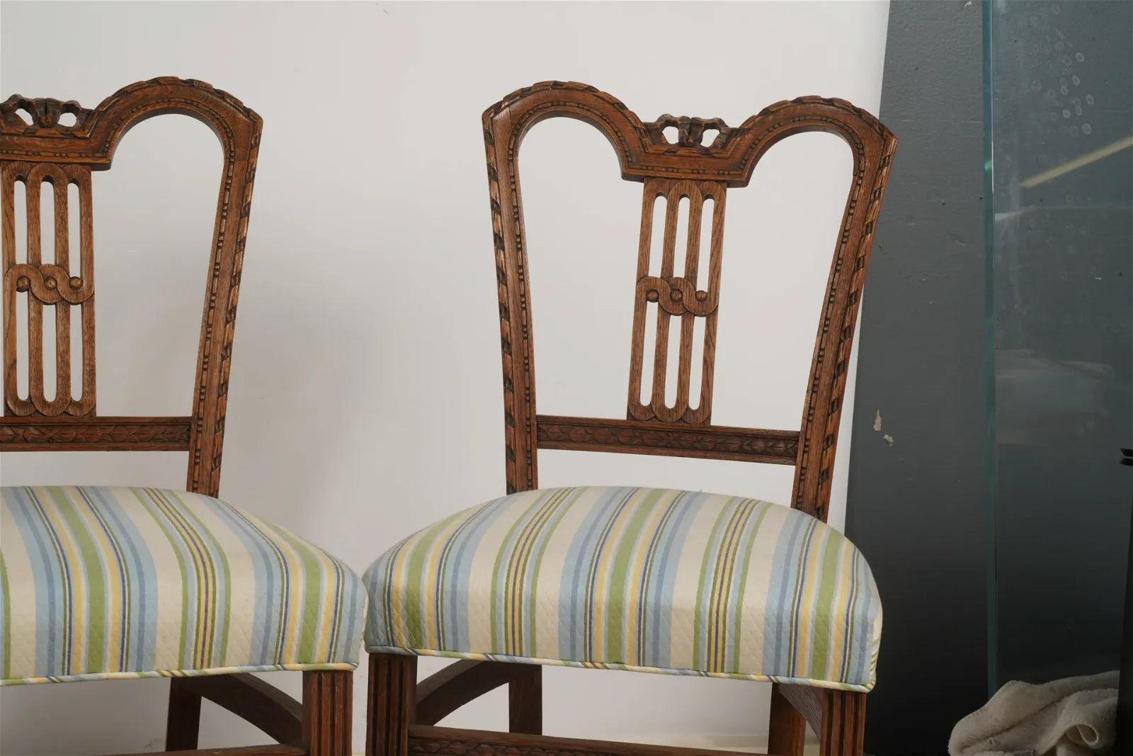 AF2-038: Antique Late 19th Century Antique French Regency Furniture - Carved Oak Dining Suite With a Settee