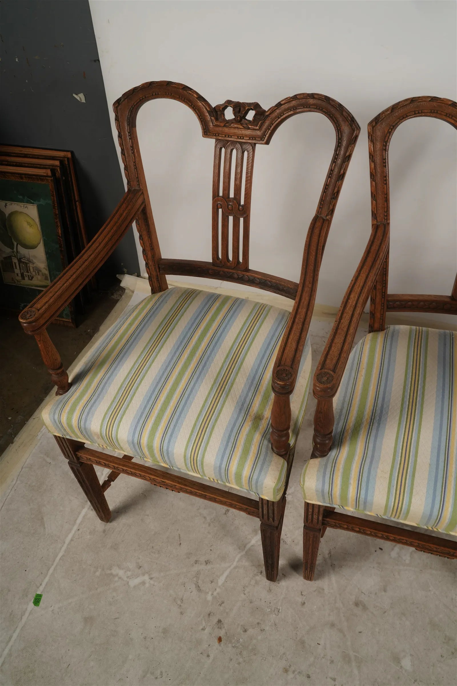 AF2-038: Antique Late 19th Century Antique French Regency Furniture - Carved Oak Dining Suite With a Settee