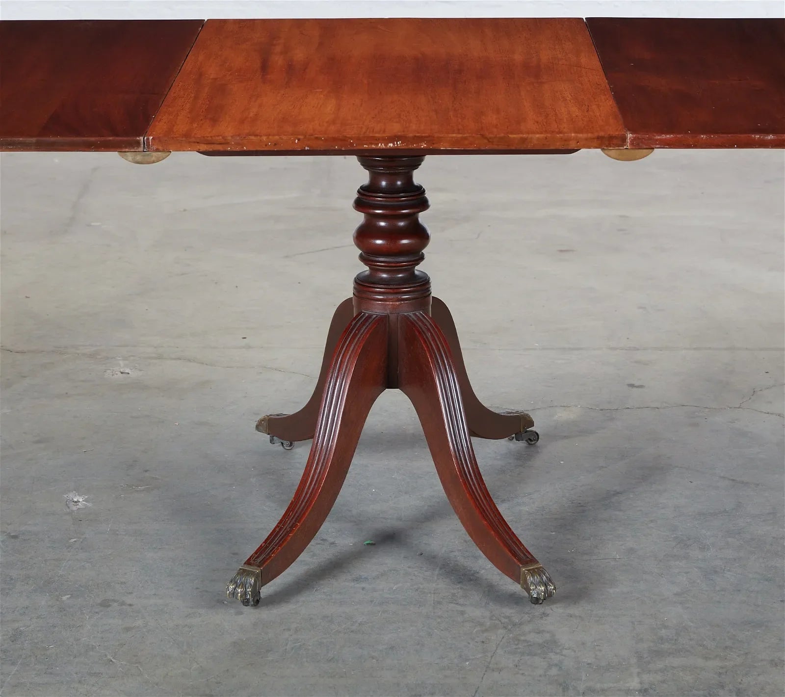 AF1-050: Antique Circa 1800 English Regency Triple Pedestal Mahogany Dining Table