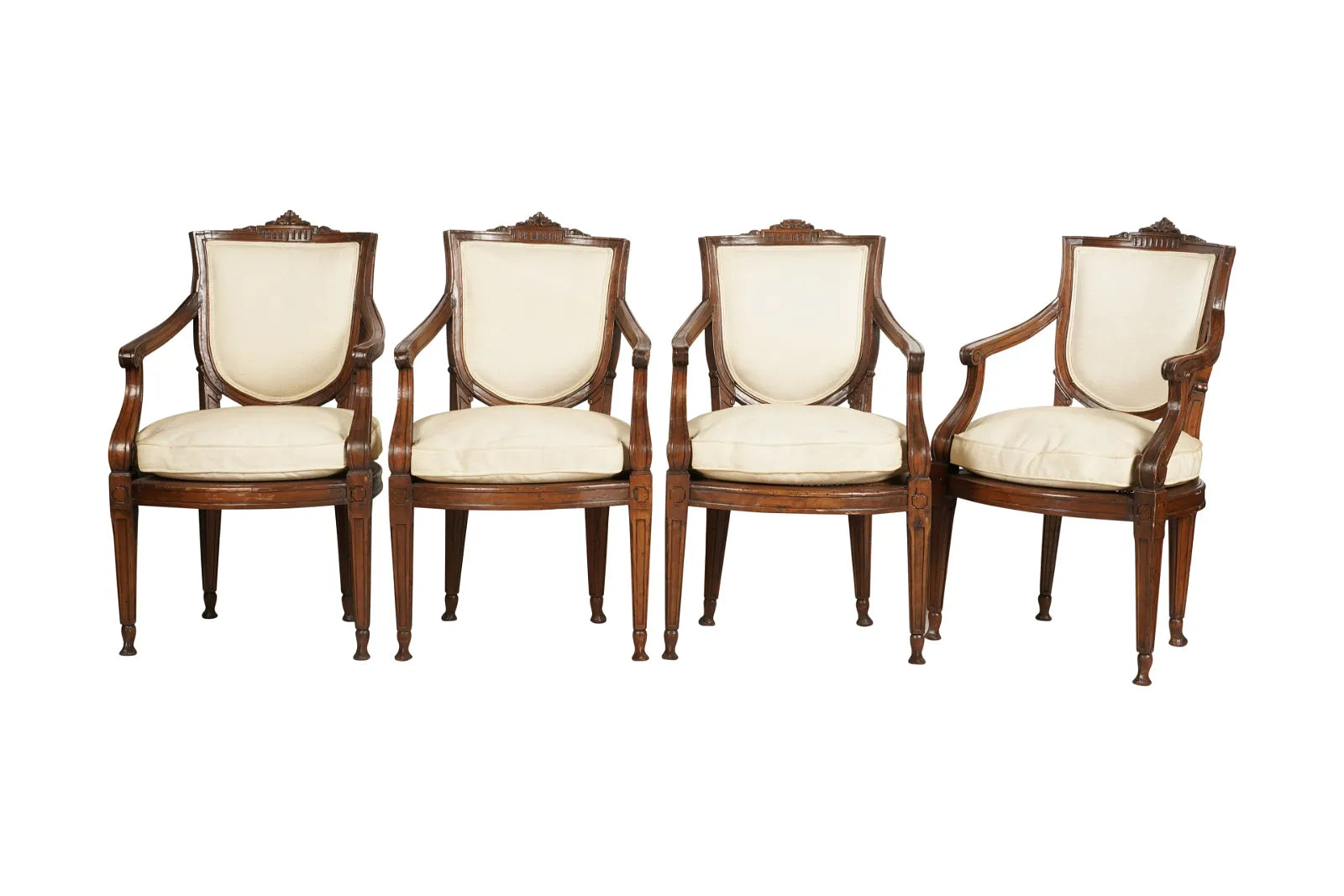 AF2-052: 18th Century French Louis XVI Caned Fruitwood Armchairs