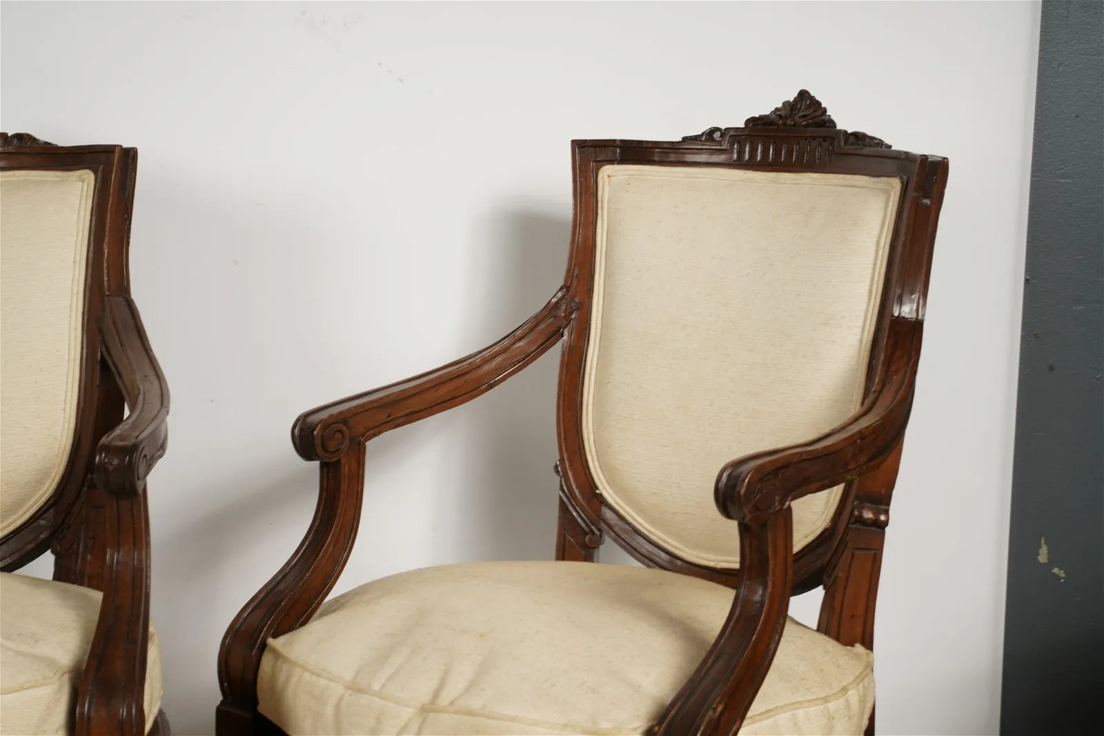 AF2-052: 18th Century French Louis XVI Caned Fruitwood Armchairs