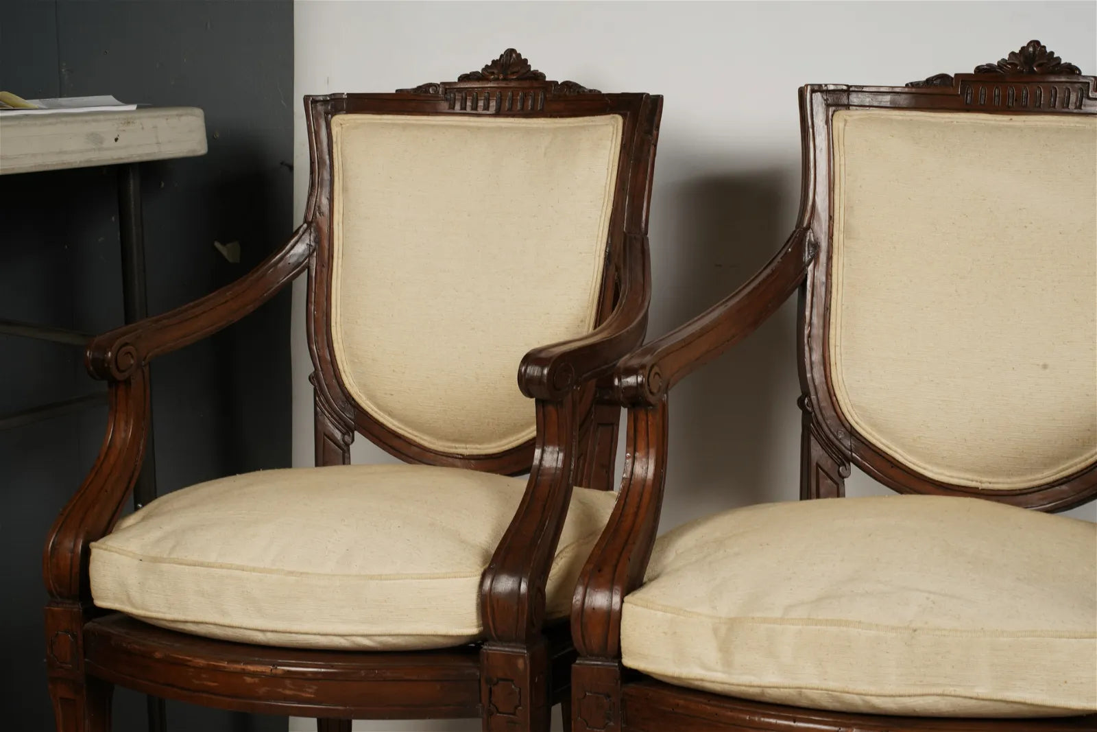 AF2-052: 18th Century French Louis XVI Caned Fruitwood Armchairs